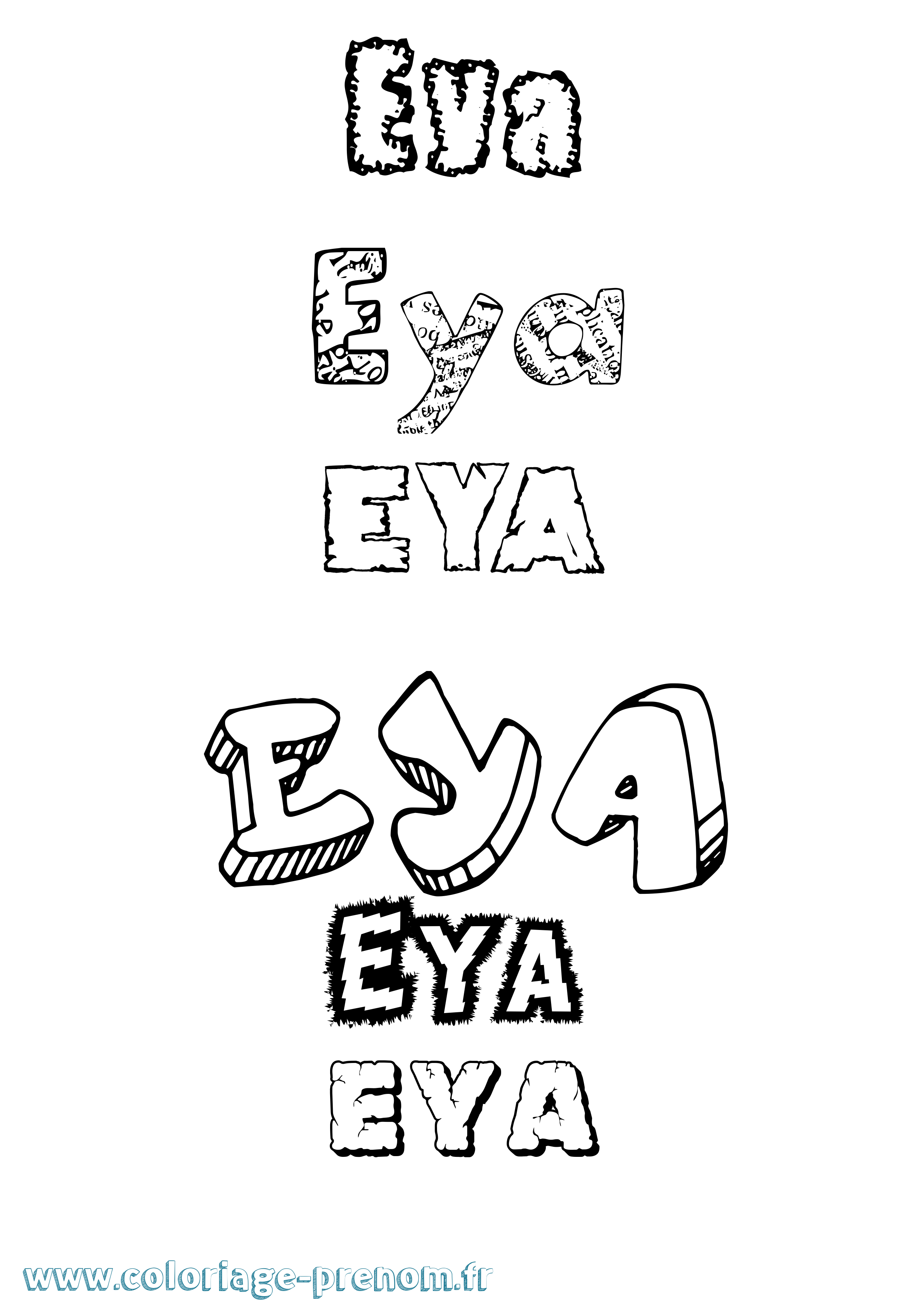 Coloriage Eya Destructuré Coloriage prénom Eya Destructuré