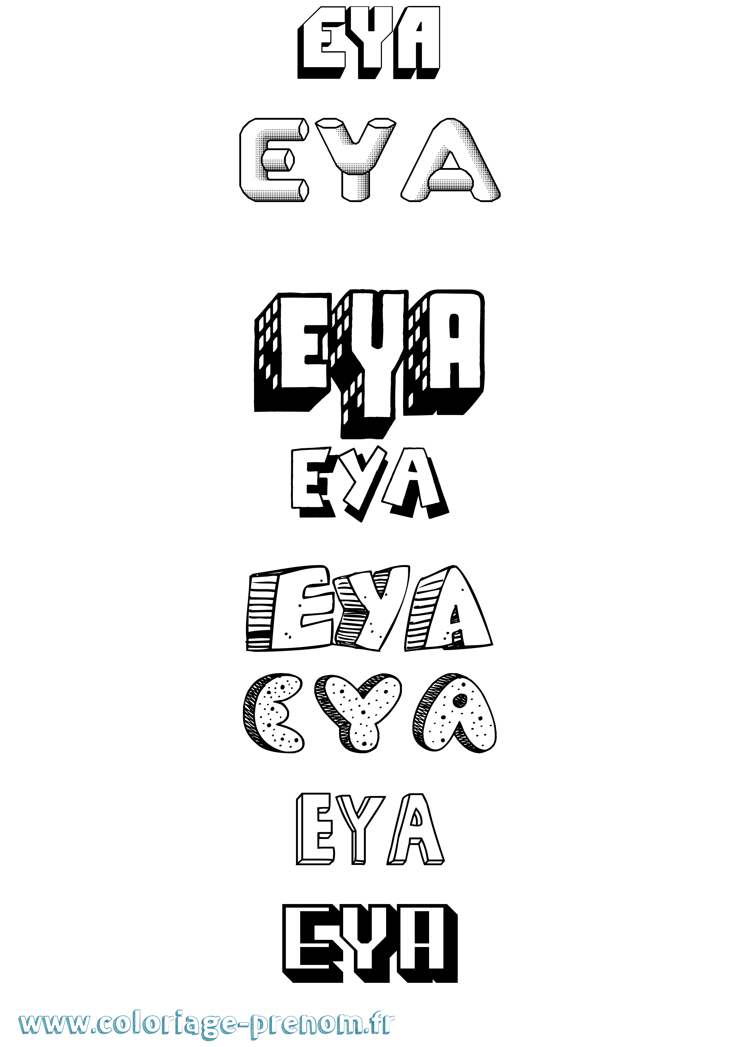 Coloriage prénom Eya