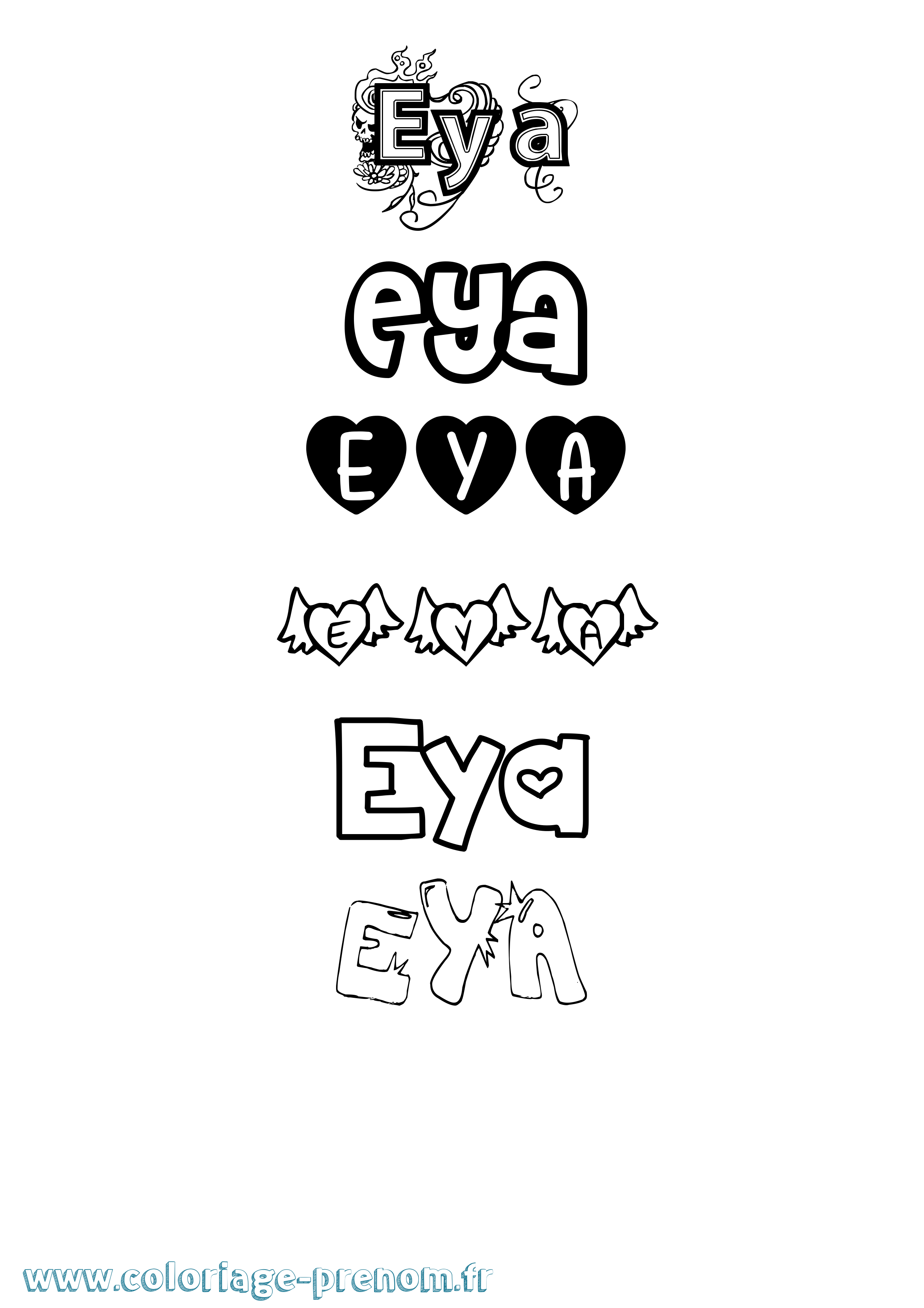 Coloriage Eya Girly Coloriage prénom Eya Girly