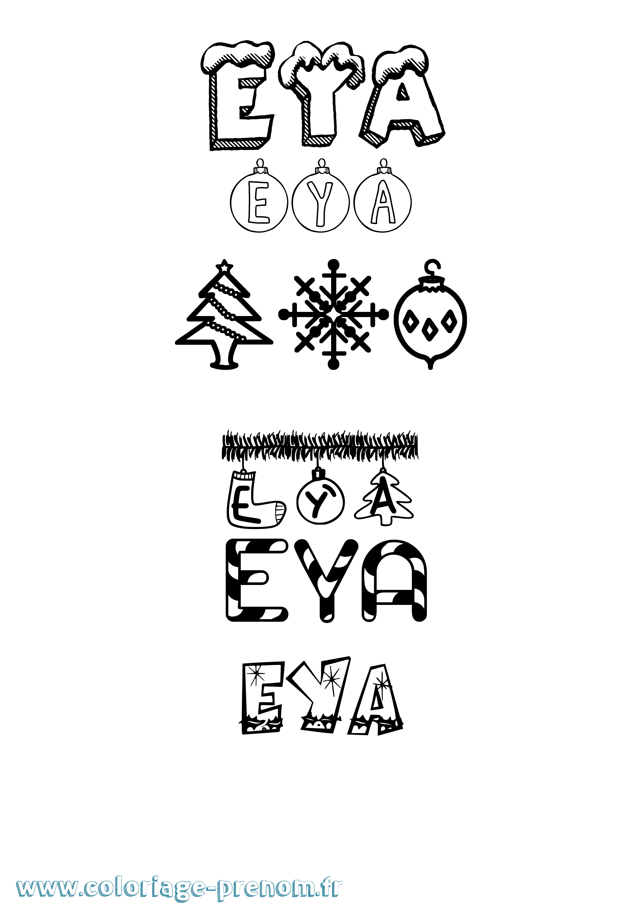 Coloriage Eya Noël Coloriage prénom Eya Noël