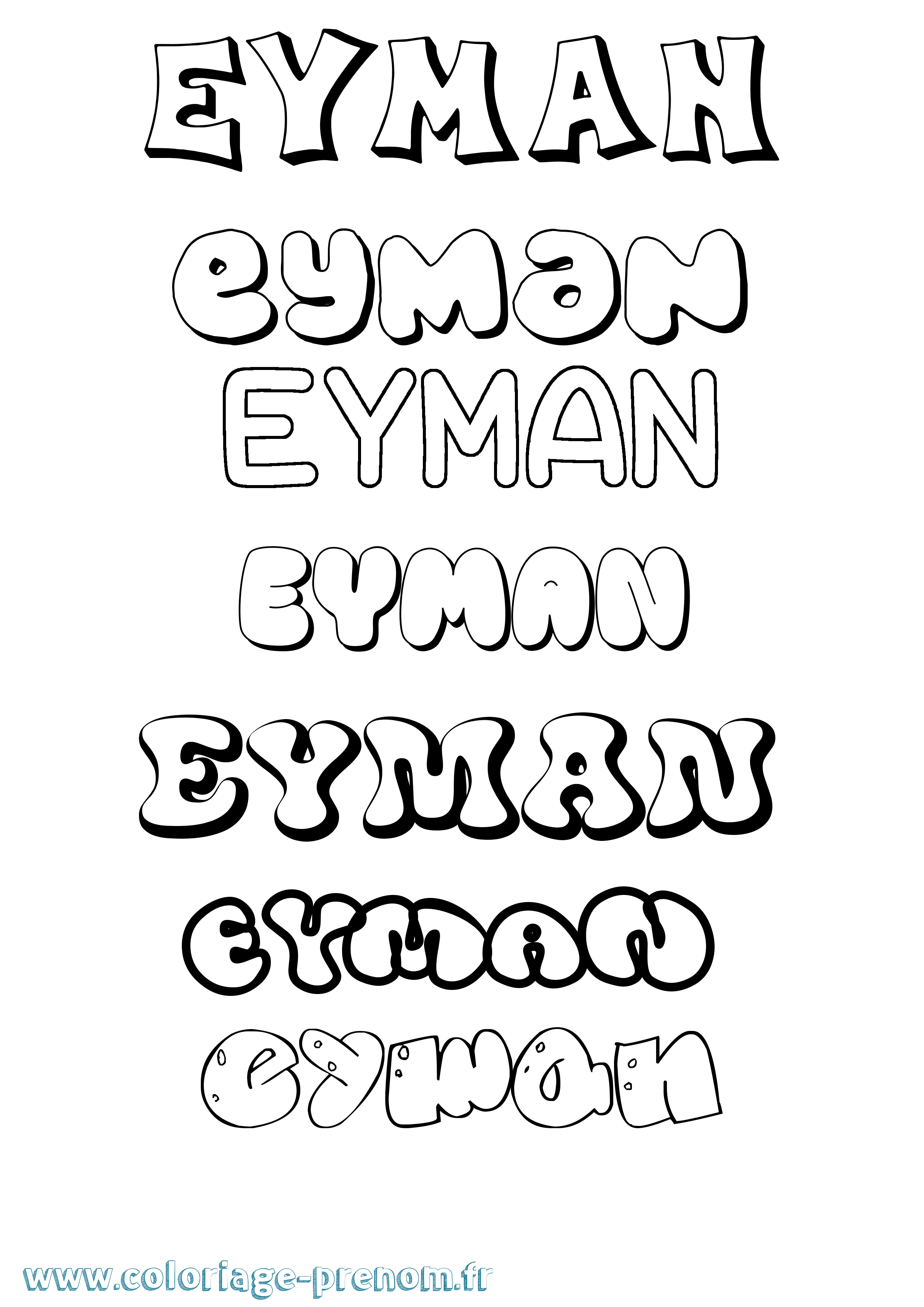 Coloriage Eyman Bubble Coloriage prénom Eyman Bubble