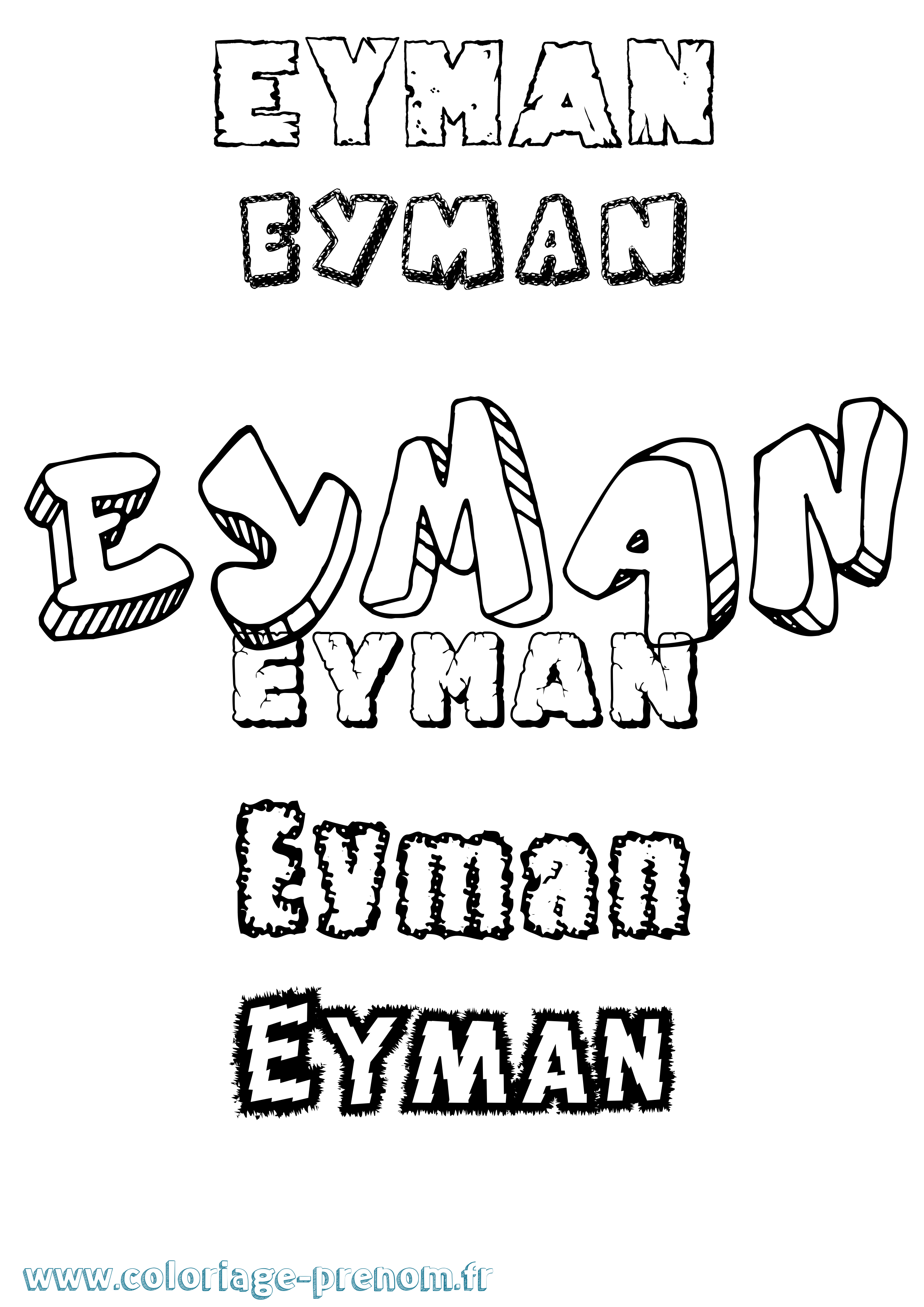 Coloriage Eyman Destructuré Coloriage prénom Eyman Destructuré