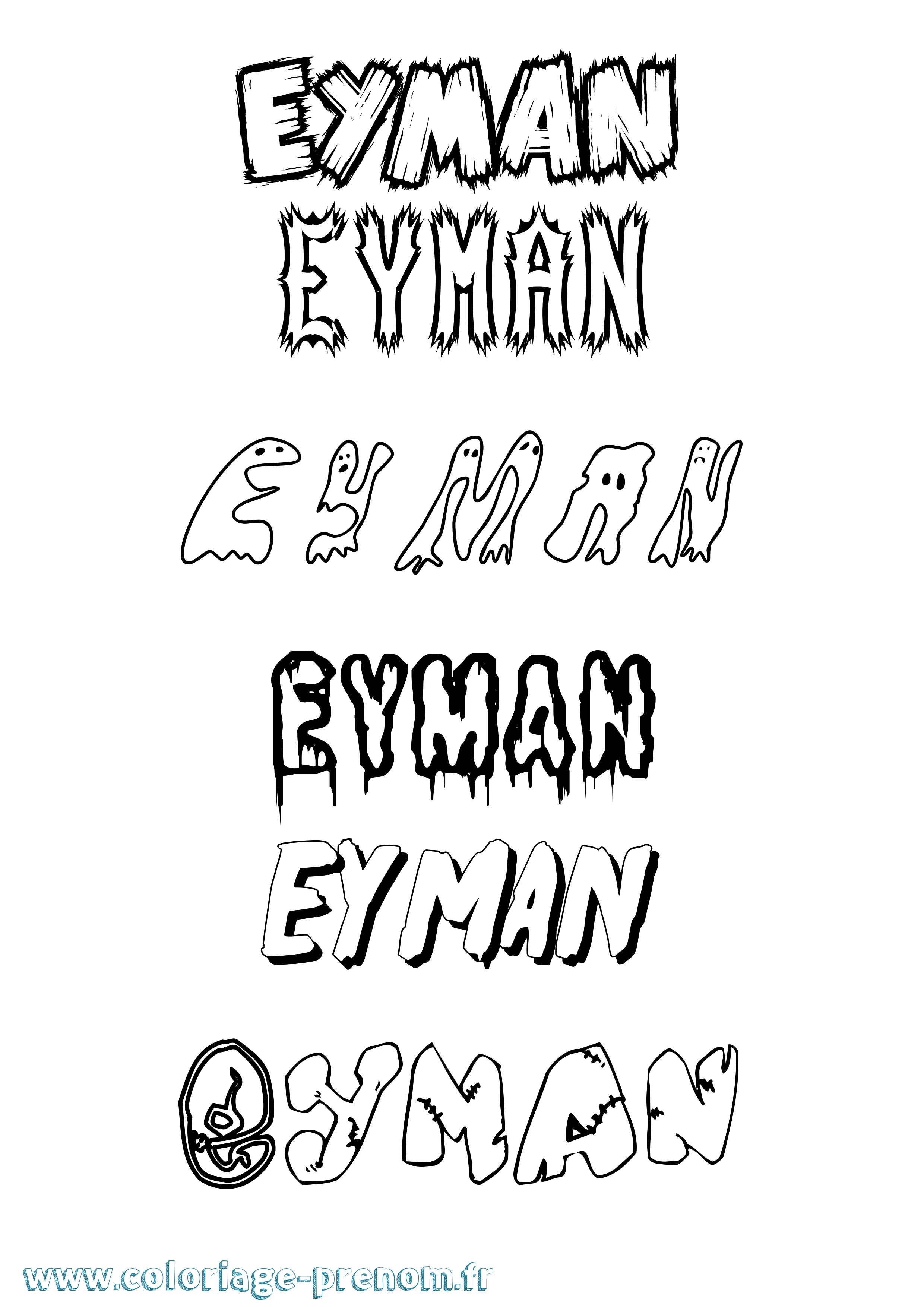 Coloriage Eyman Frisson Coloriage prénom Eyman Frisson
