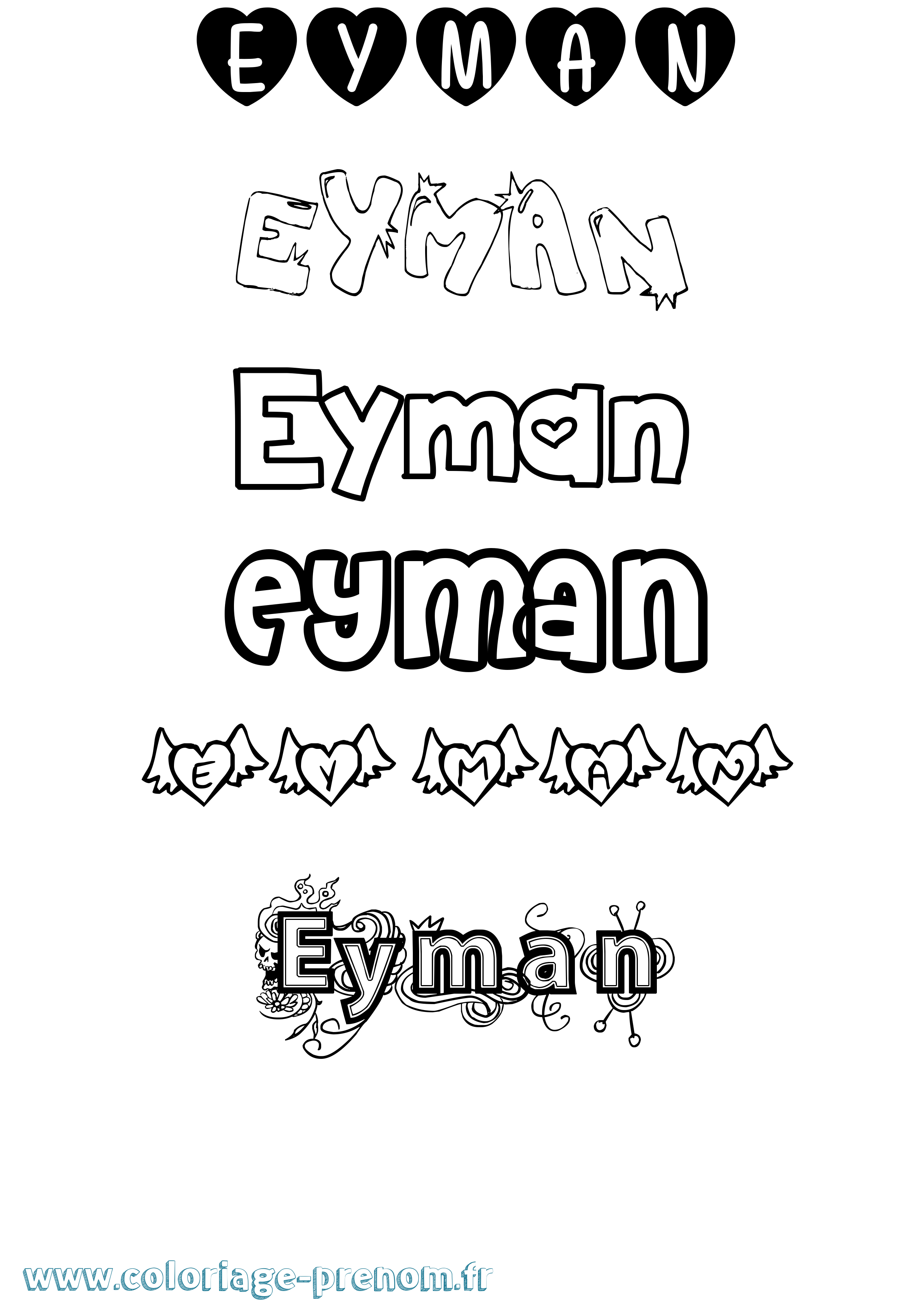 Coloriage Eyman Girly Coloriage prénom Eyman Girly