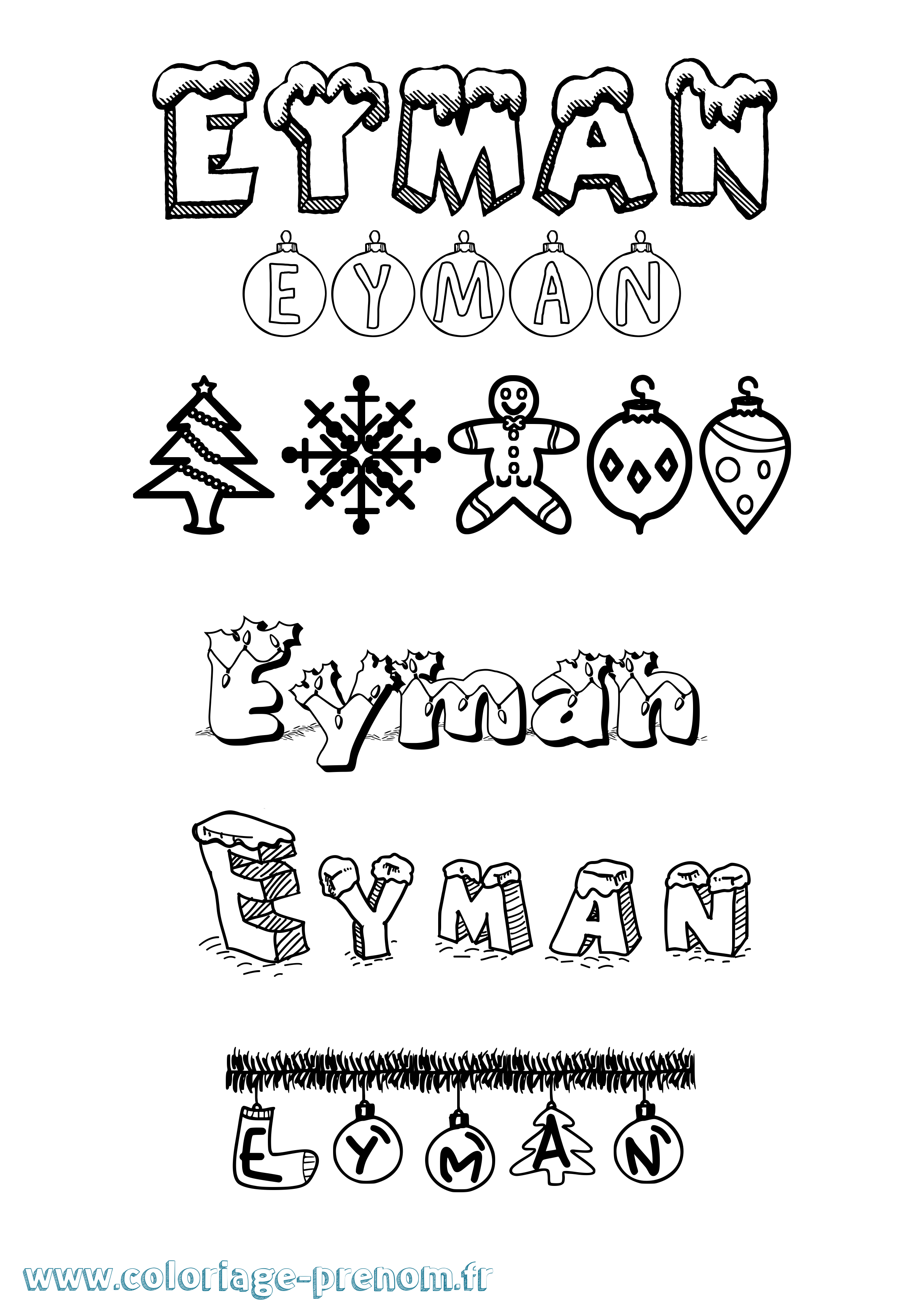 Coloriage Eyman Noël Coloriage prénom Eyman Noël