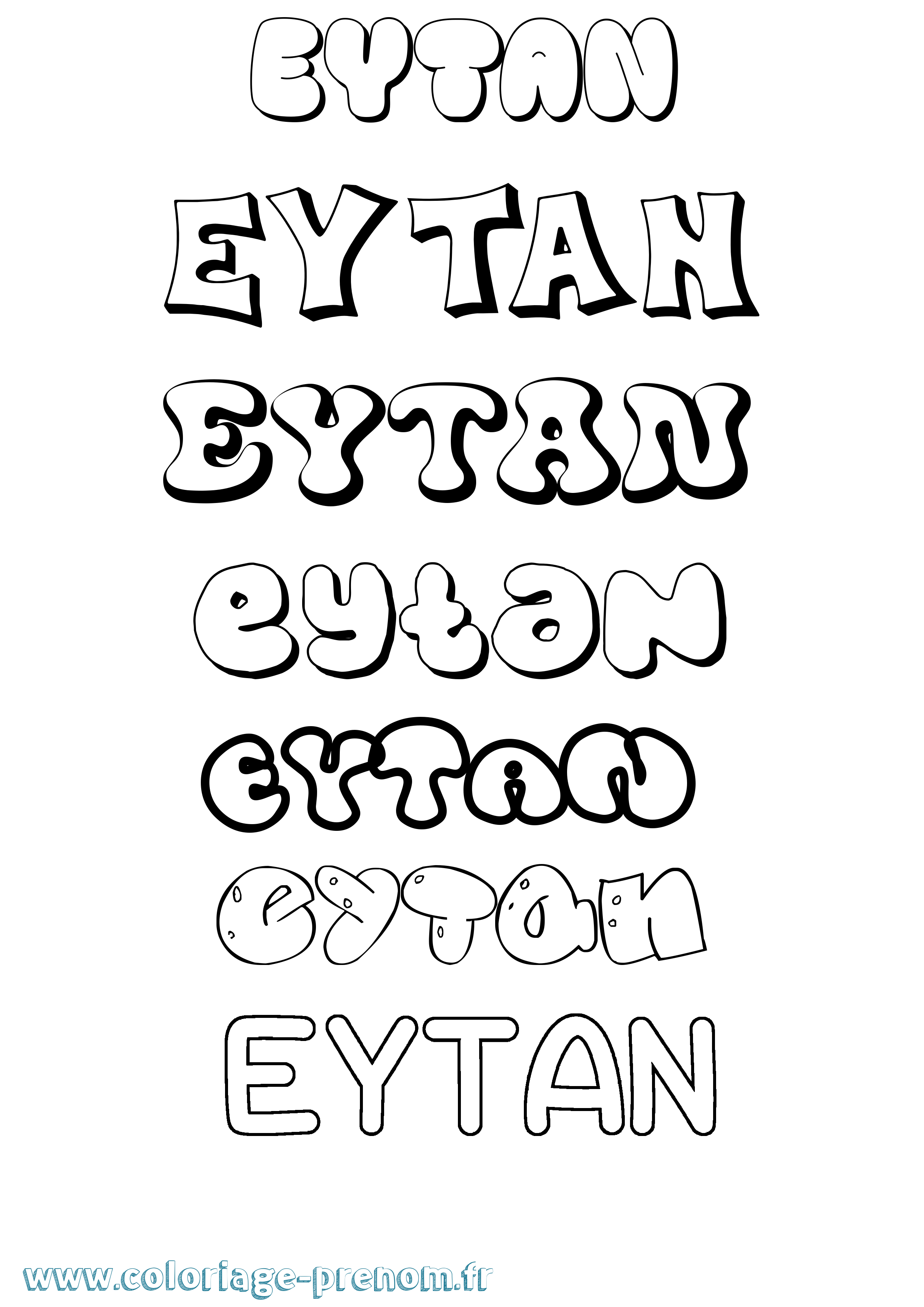 Coloriage prénom Eytan Bubble
