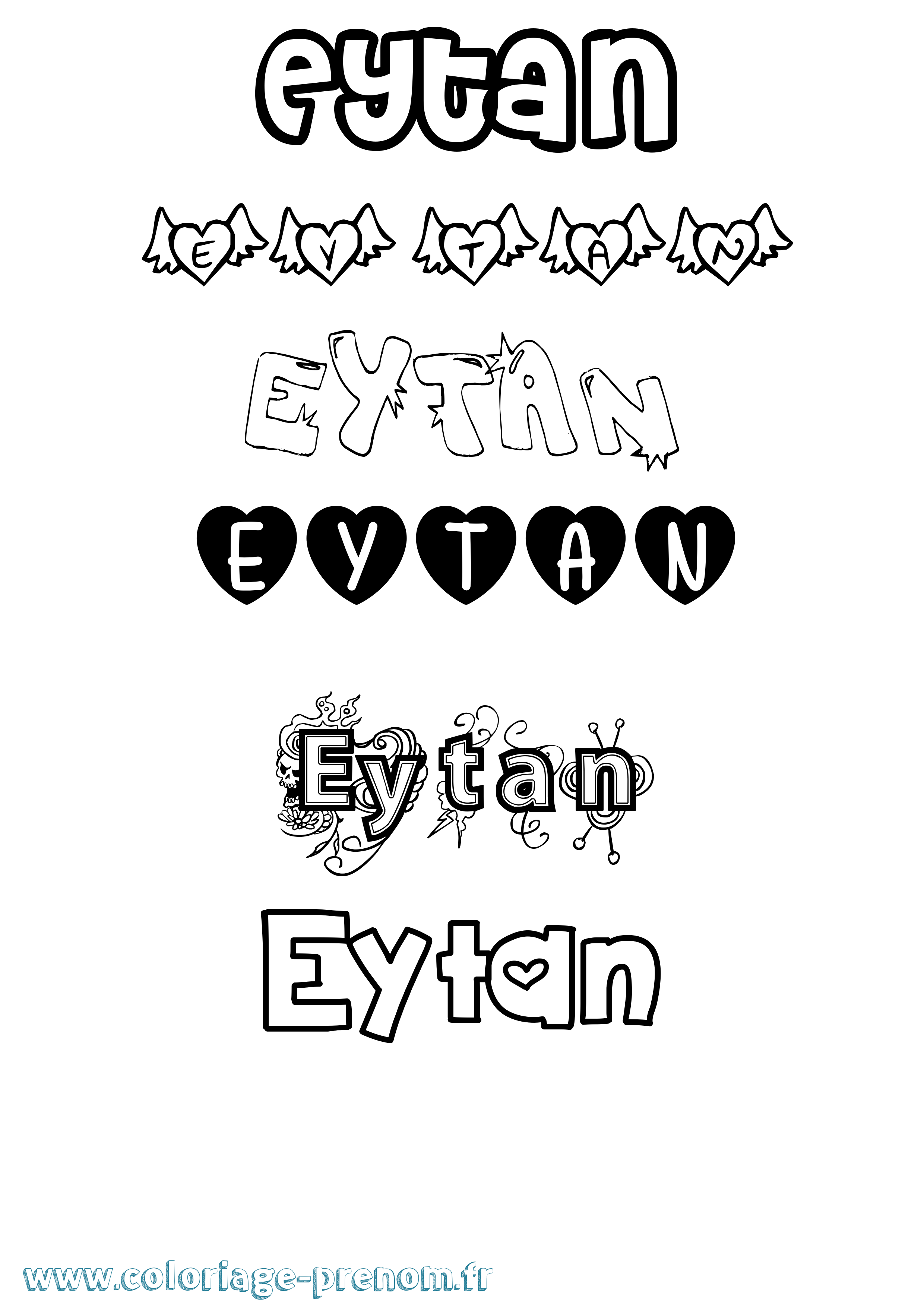 Coloriage prénom Eytan Girly