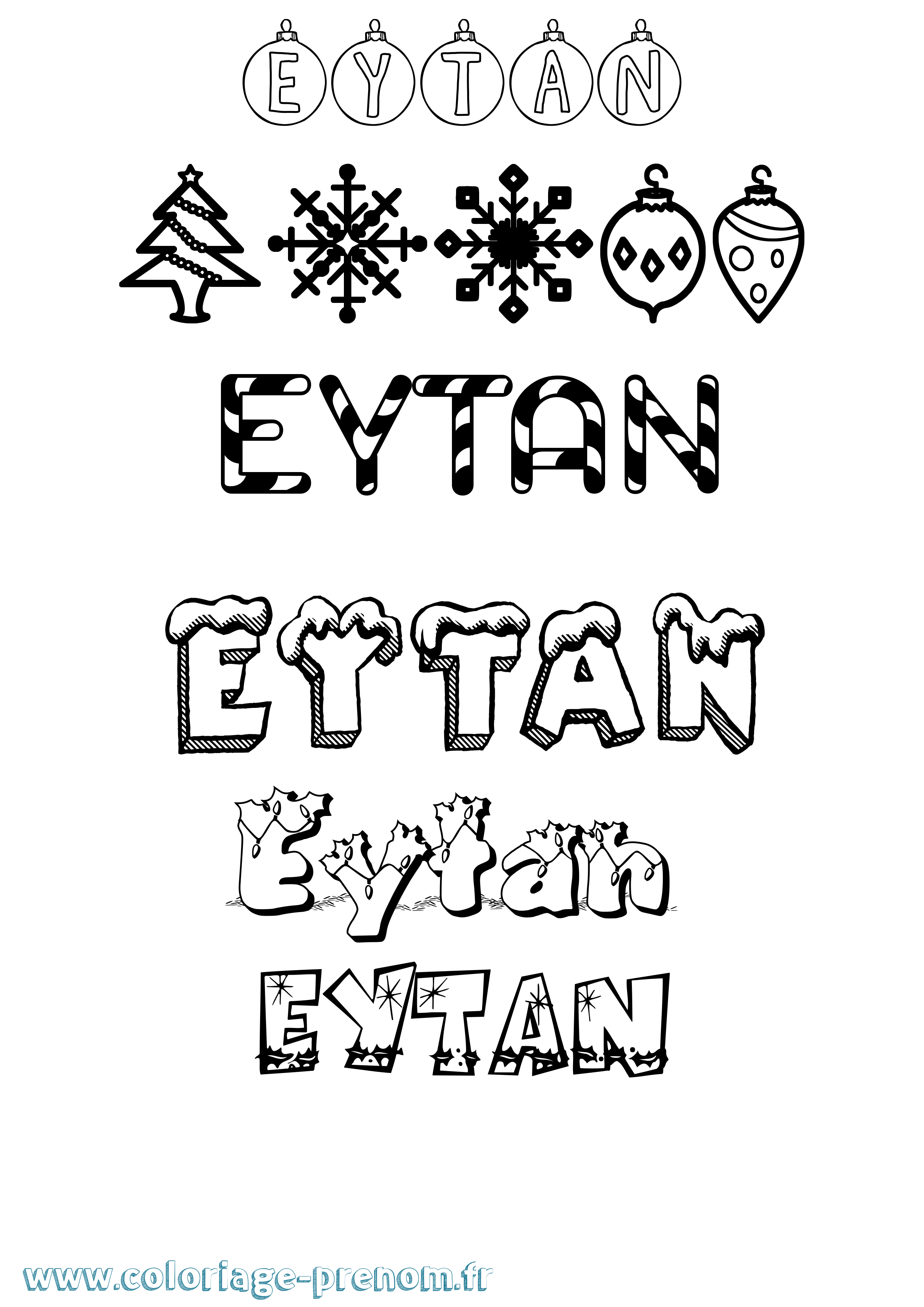 Coloriage prénom Eytan Noël