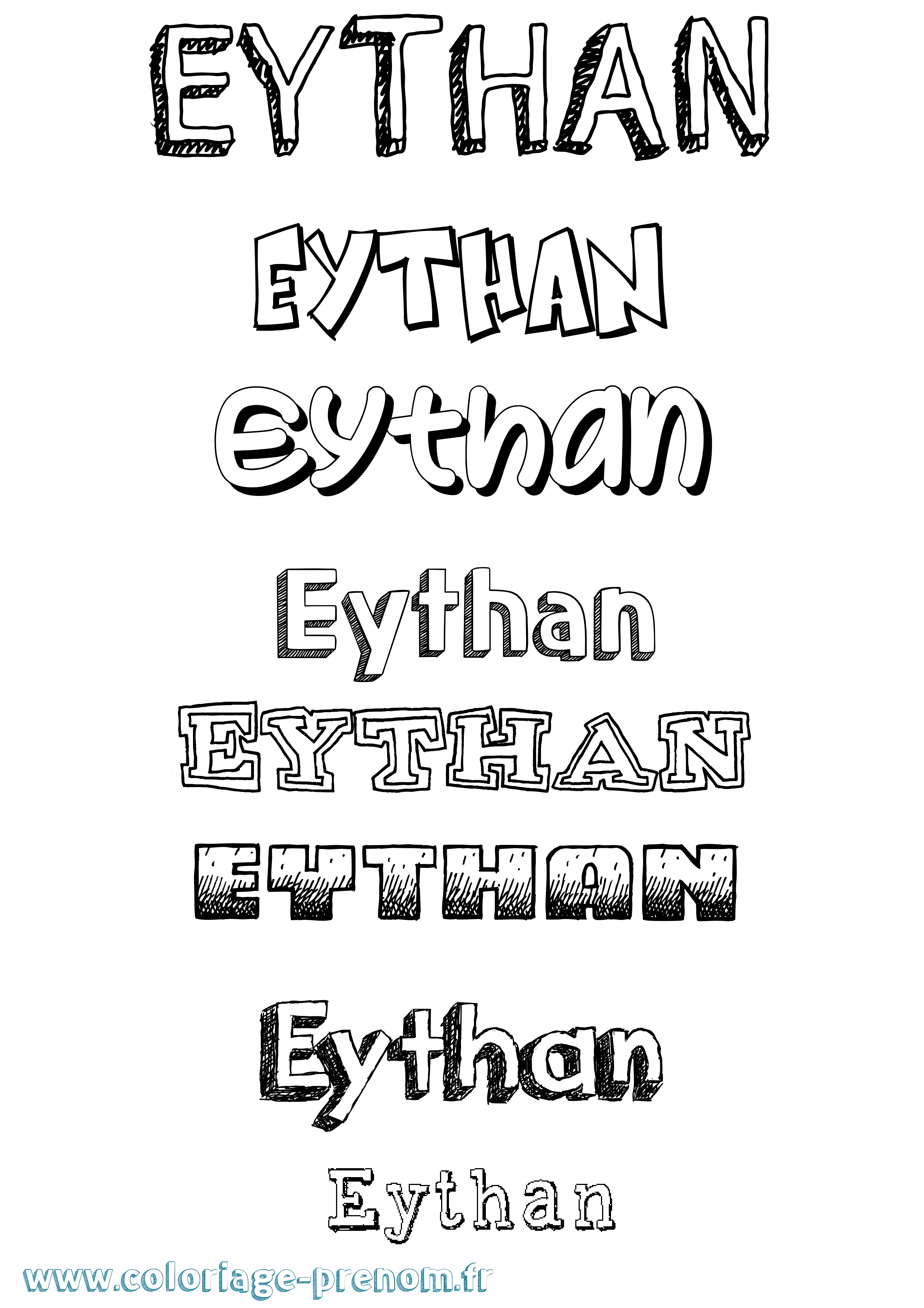 Coloriage Eythan Dessiné Coloriage prénom Eythan Dessiné