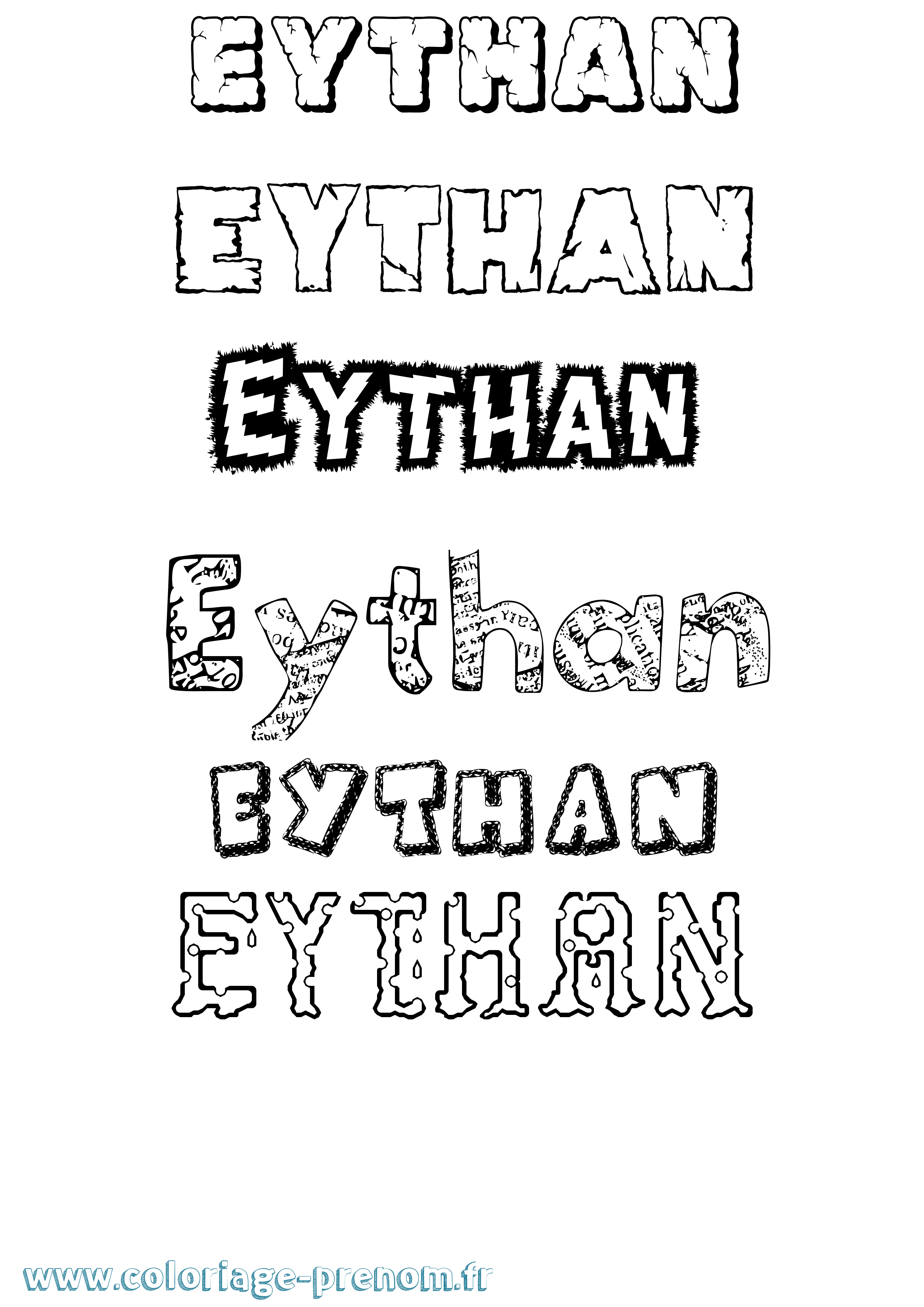 Coloriage Eythan Destructuré Coloriage prénom Eythan Destructuré