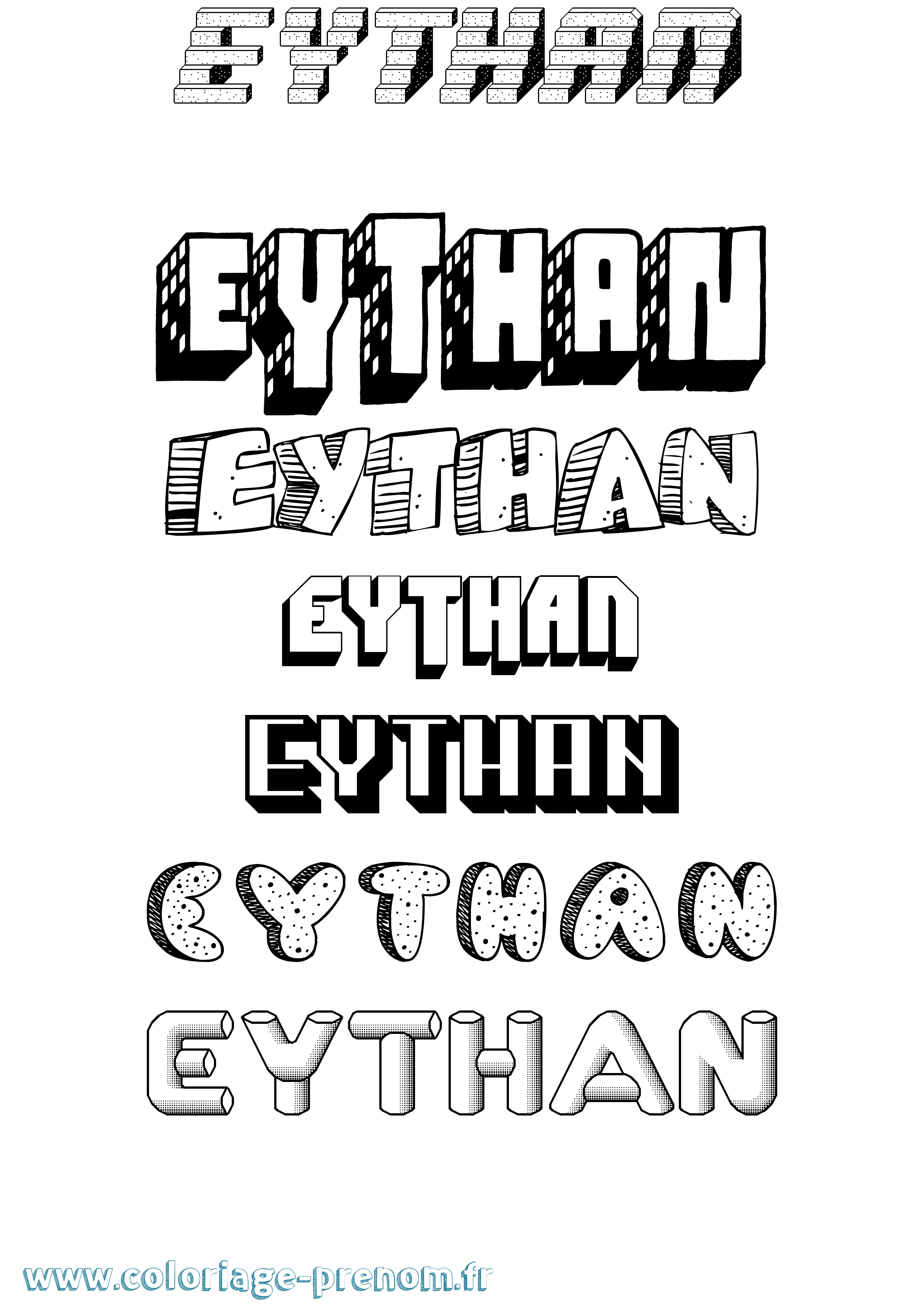 Coloriage Eythan Effet 3D Coloriage prénom Eythan Effet 3D