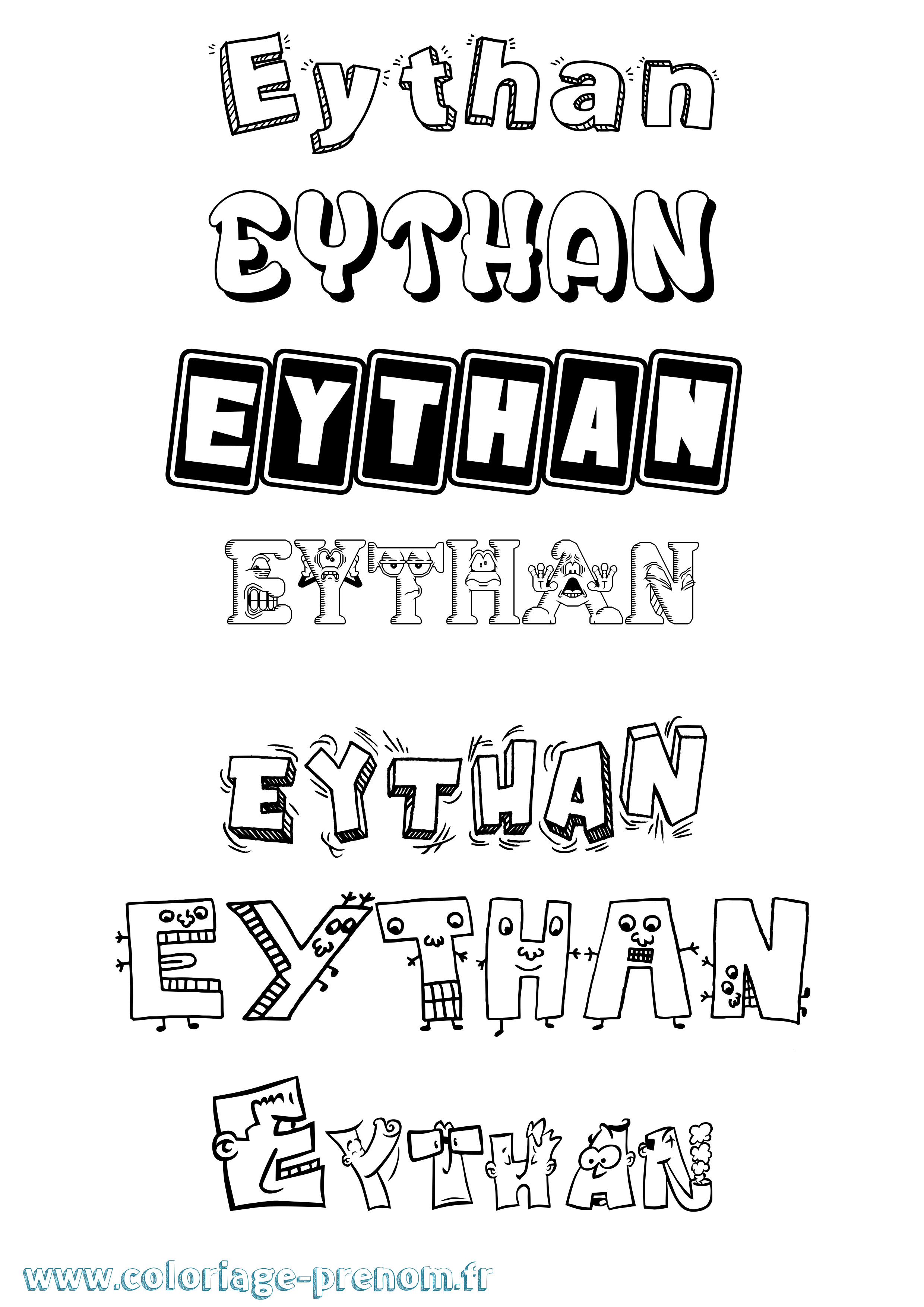 Coloriage prénom Eythan Fun