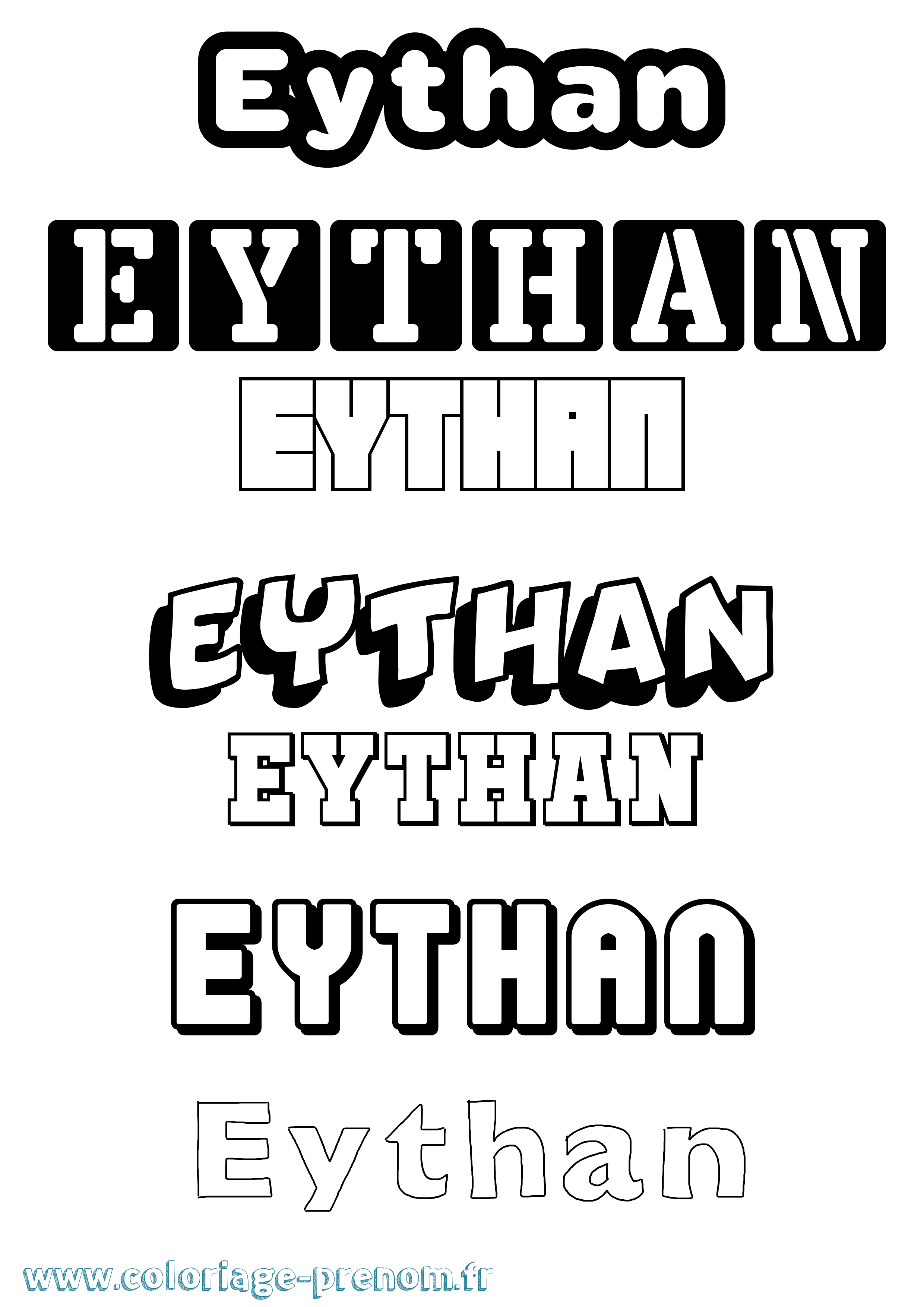 Coloriage Eythan Simple Coloriage prénom Eythan Simple