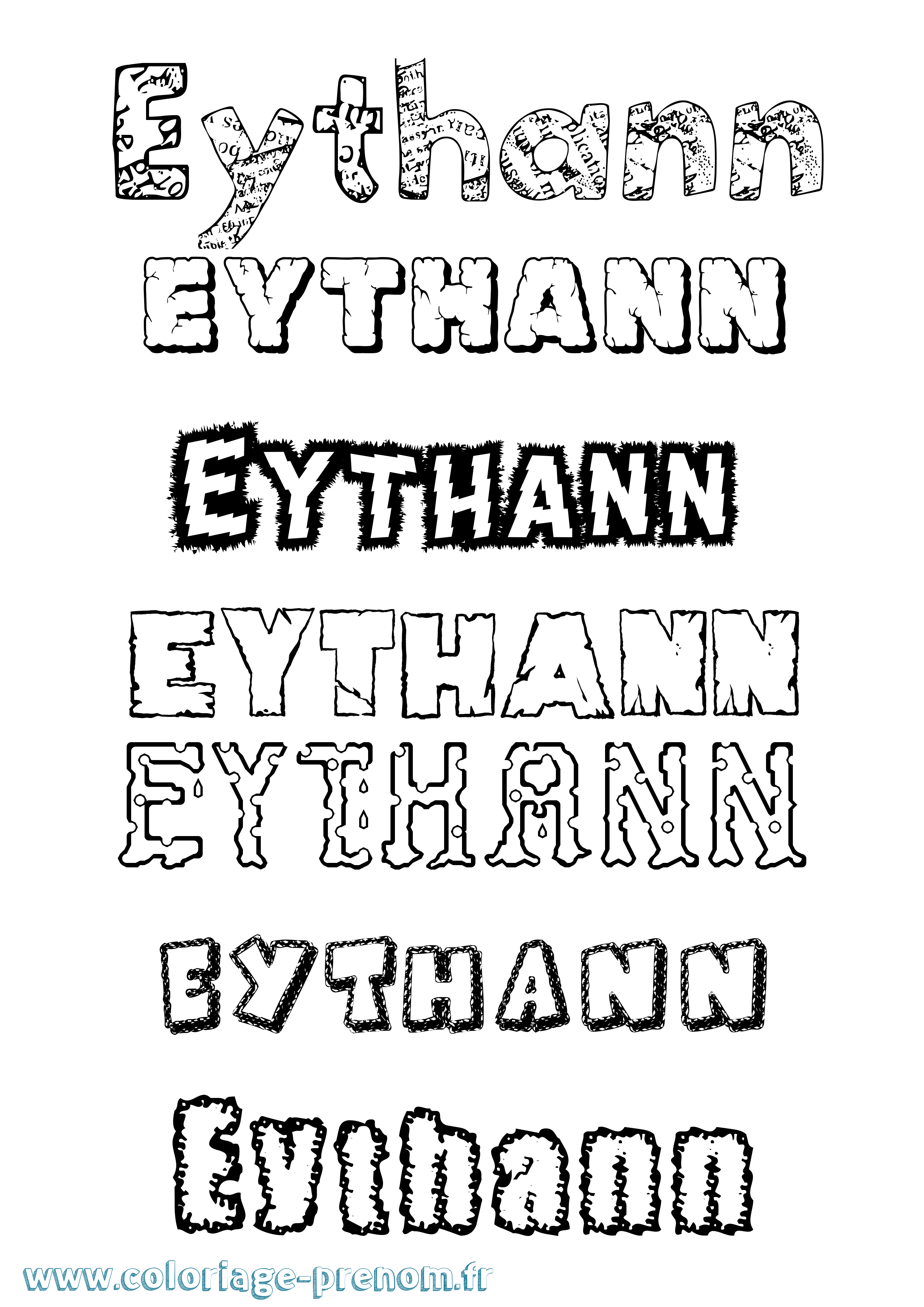 Coloriage prénom Eythann Destructuré