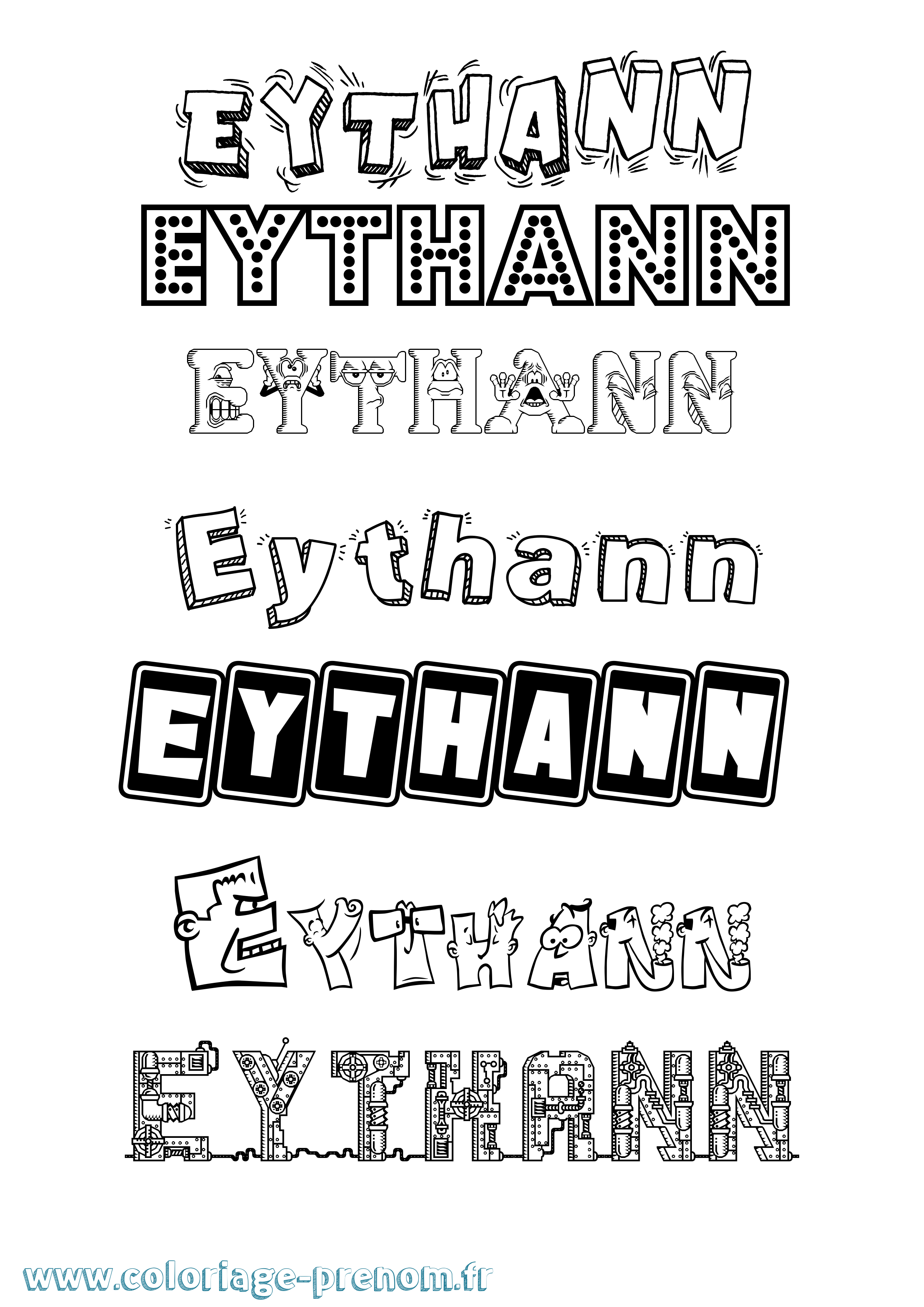Coloriage prénom Eythann Fun