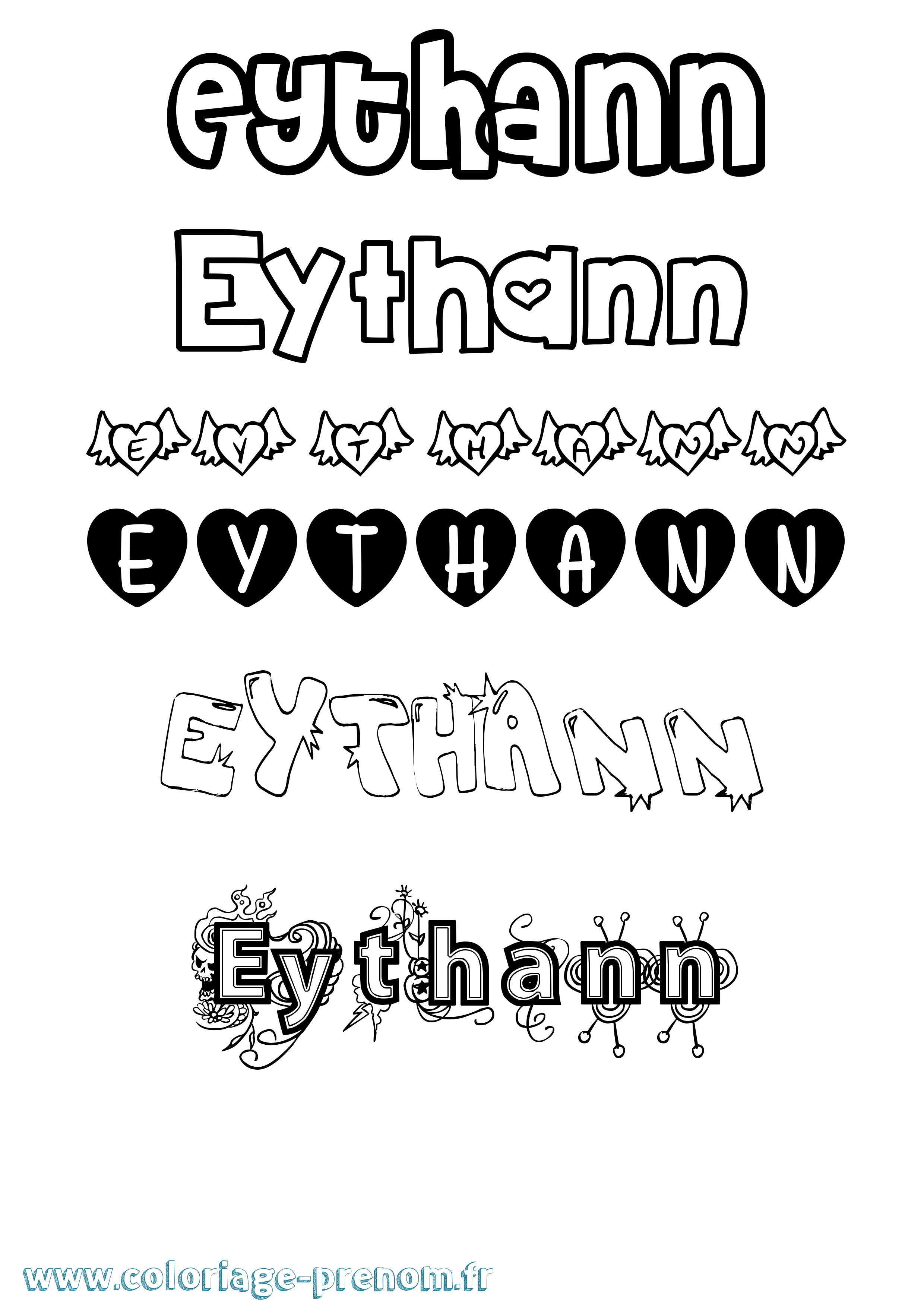 Coloriage prénom Eythann Girly
