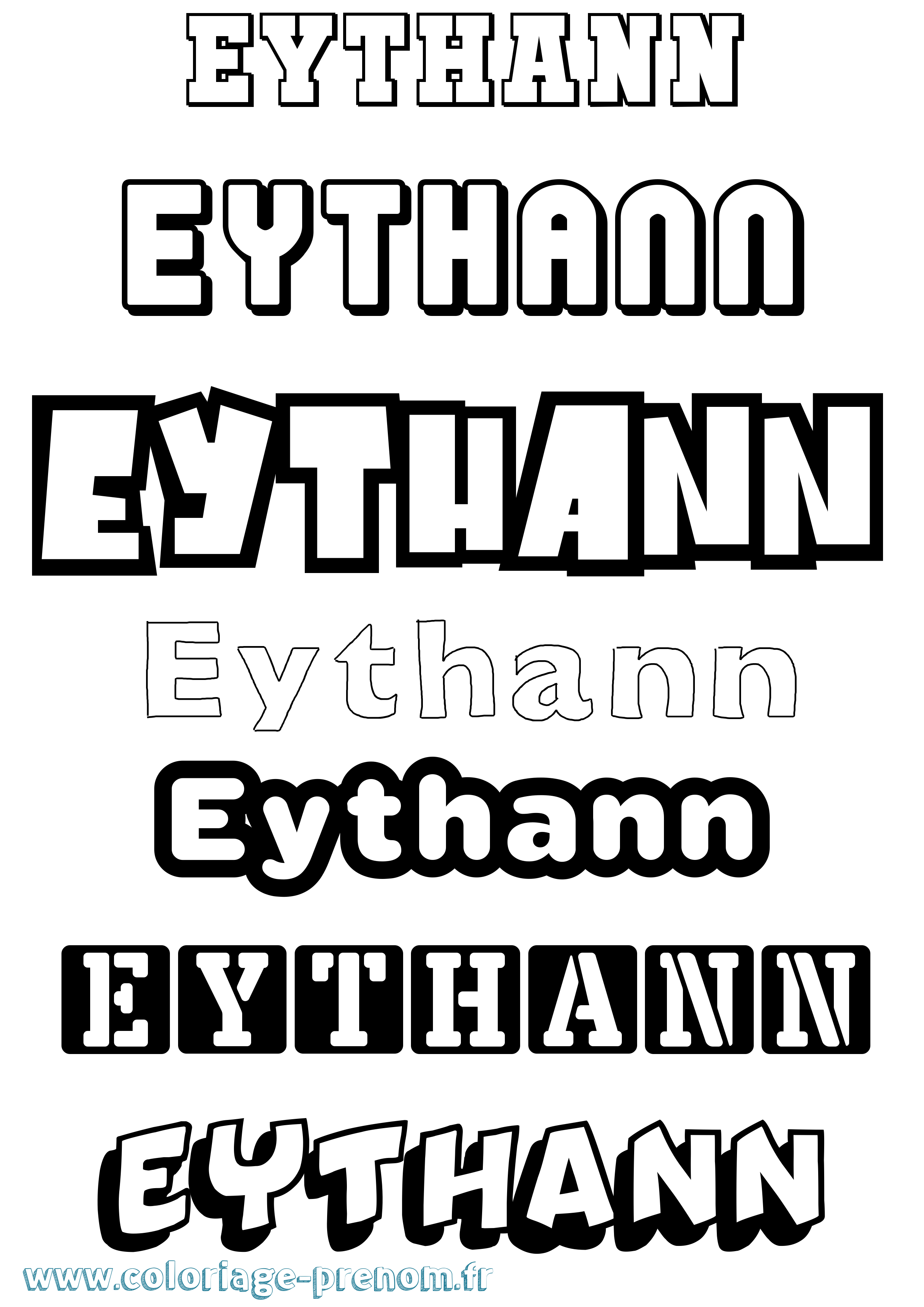 Coloriage prénom Eythann Simple