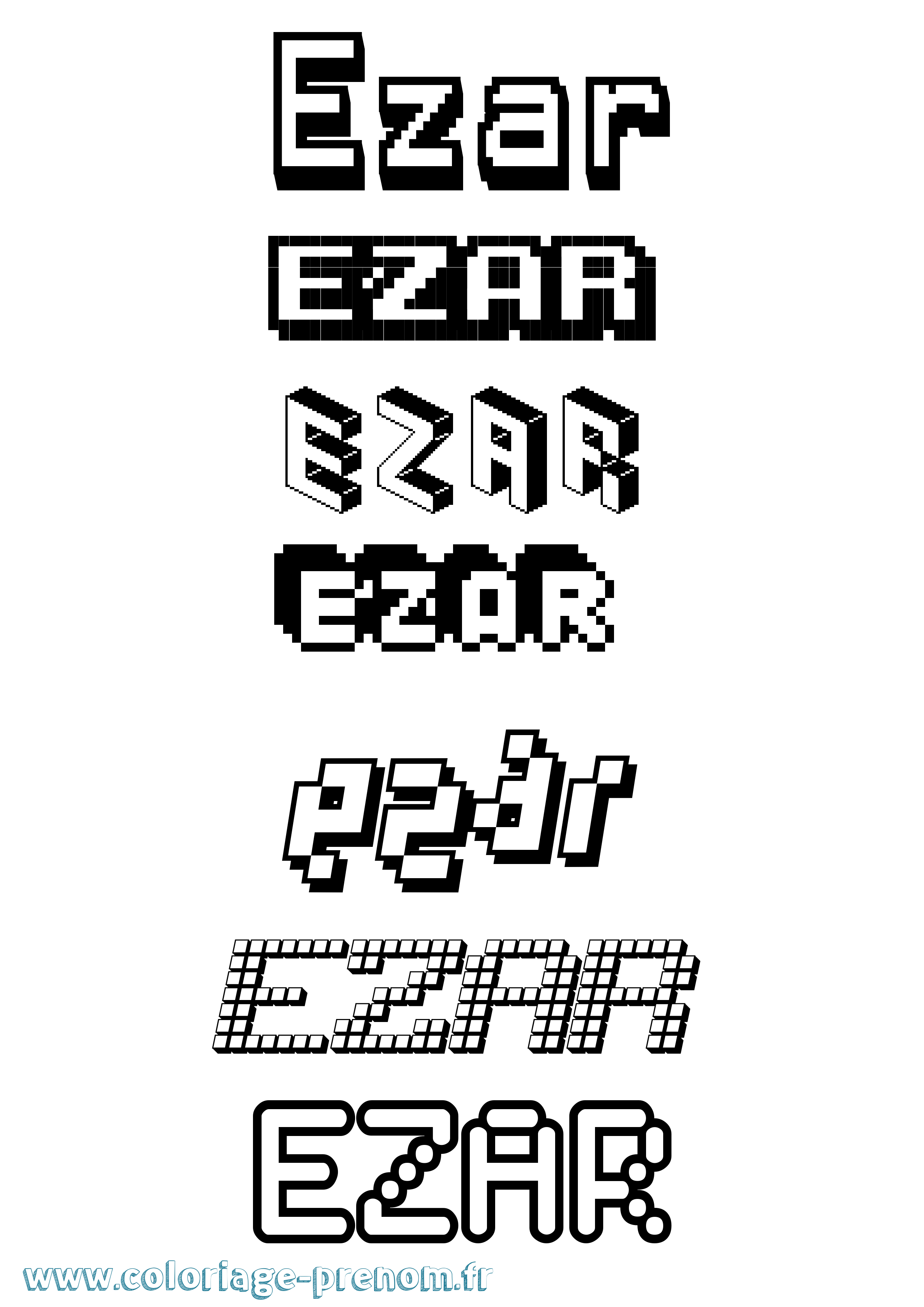 Coloriage prénom Ezar Pixel