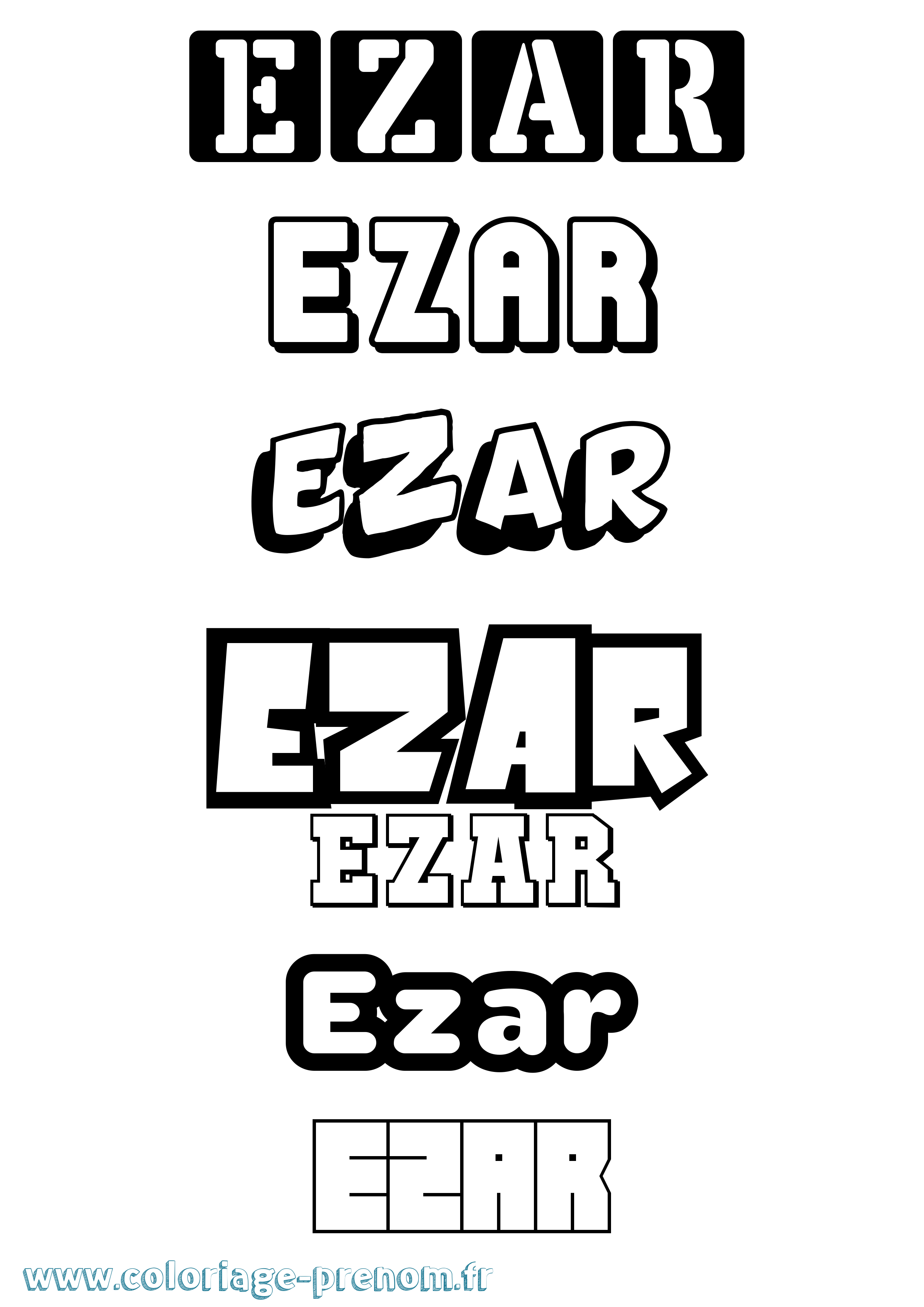 Coloriage prénom Ezar Simple