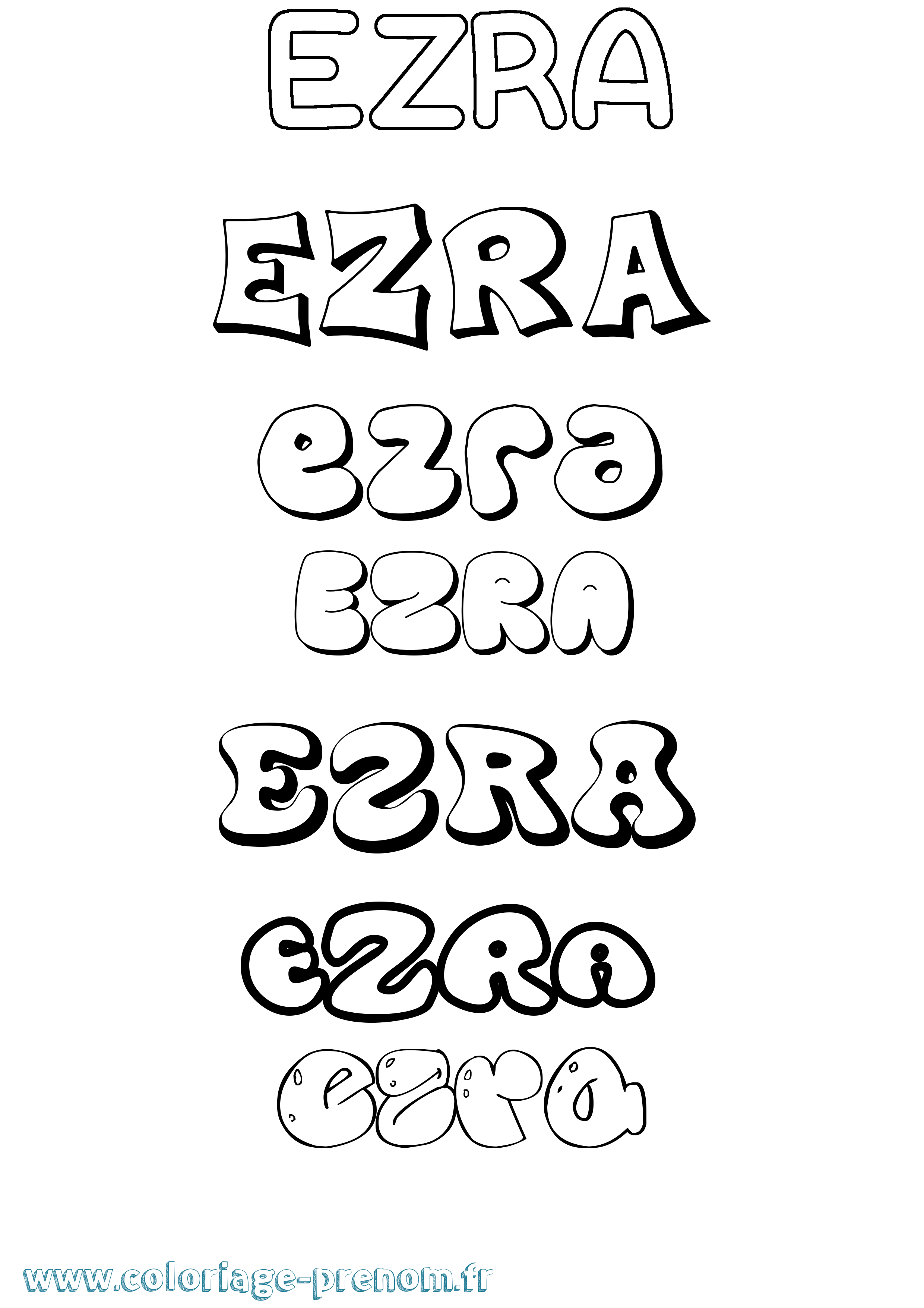 Coloriage prénom Ezra Bubble