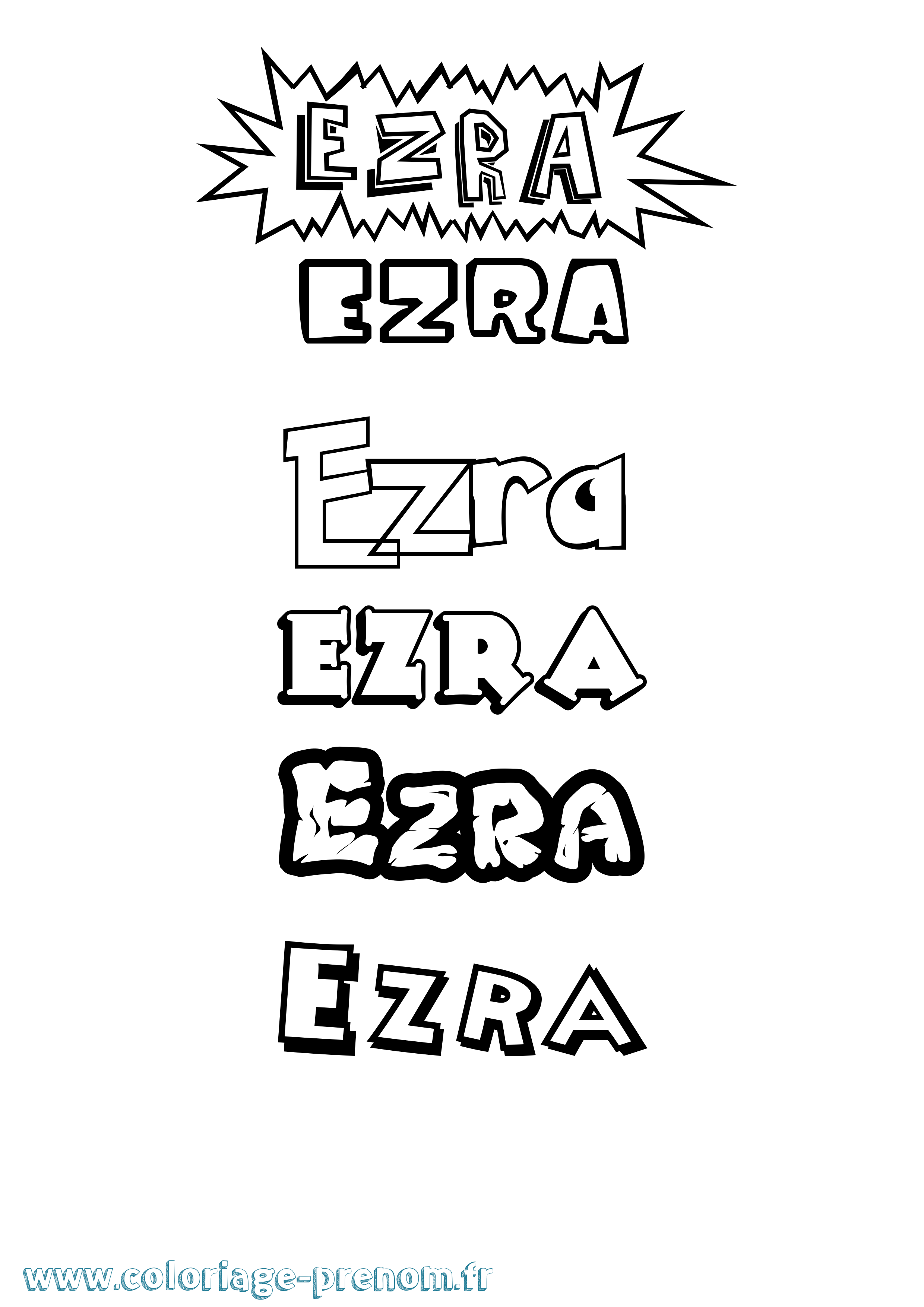Coloriage prénom Ezra Dessin Animé