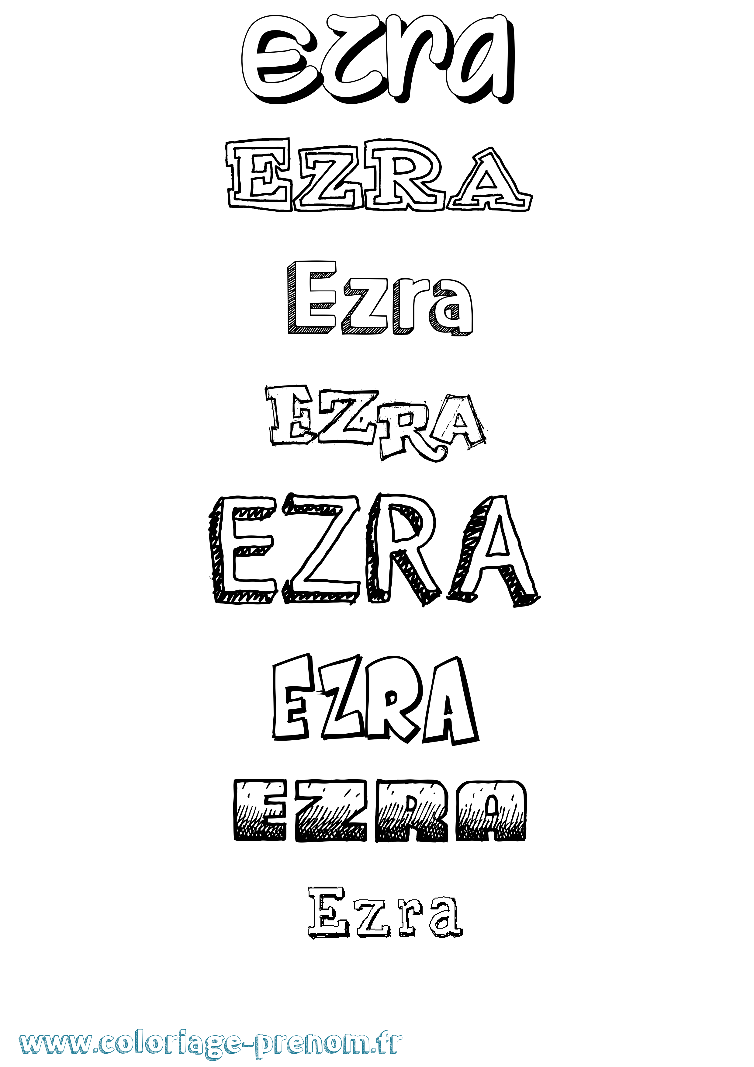 Coloriage prénom Ezra Dessiné