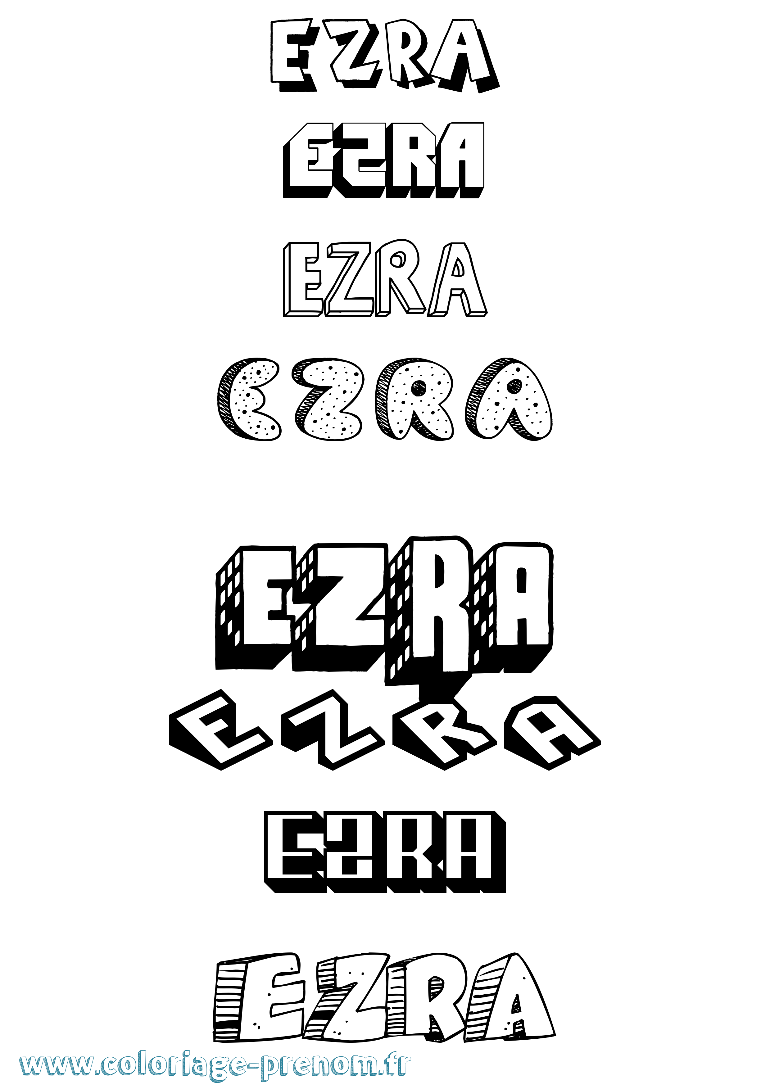 Coloriage prénom Ezra Effet 3D