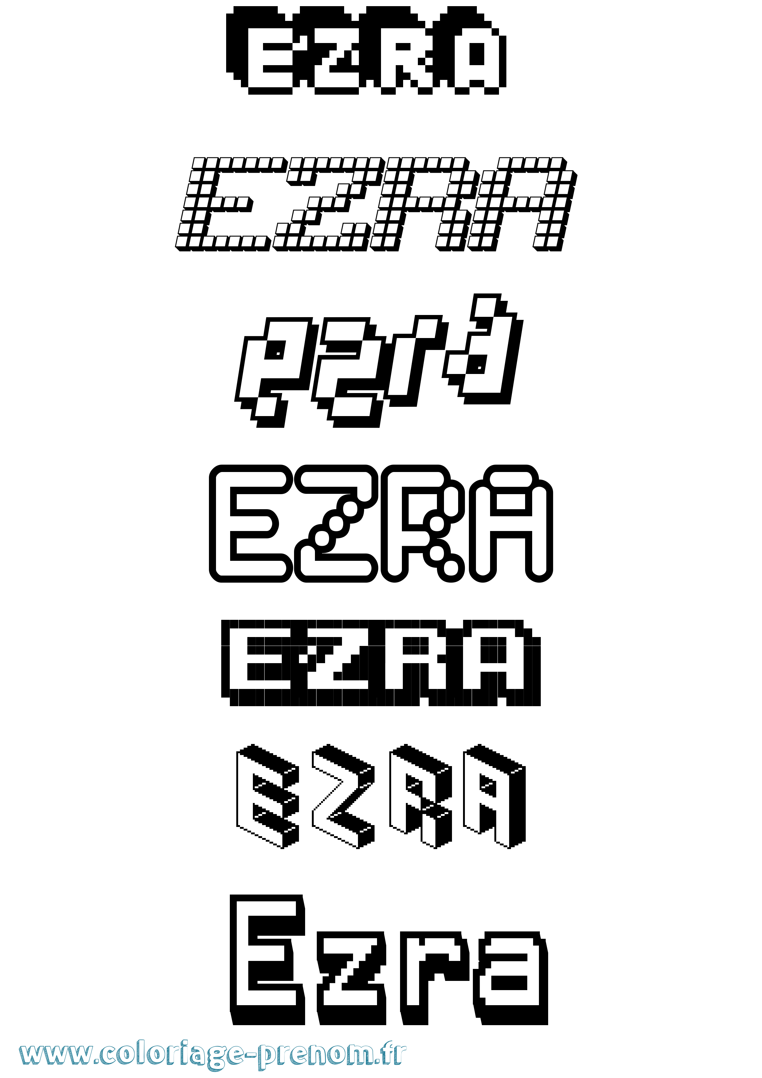 Coloriage prénom Ezra Pixel