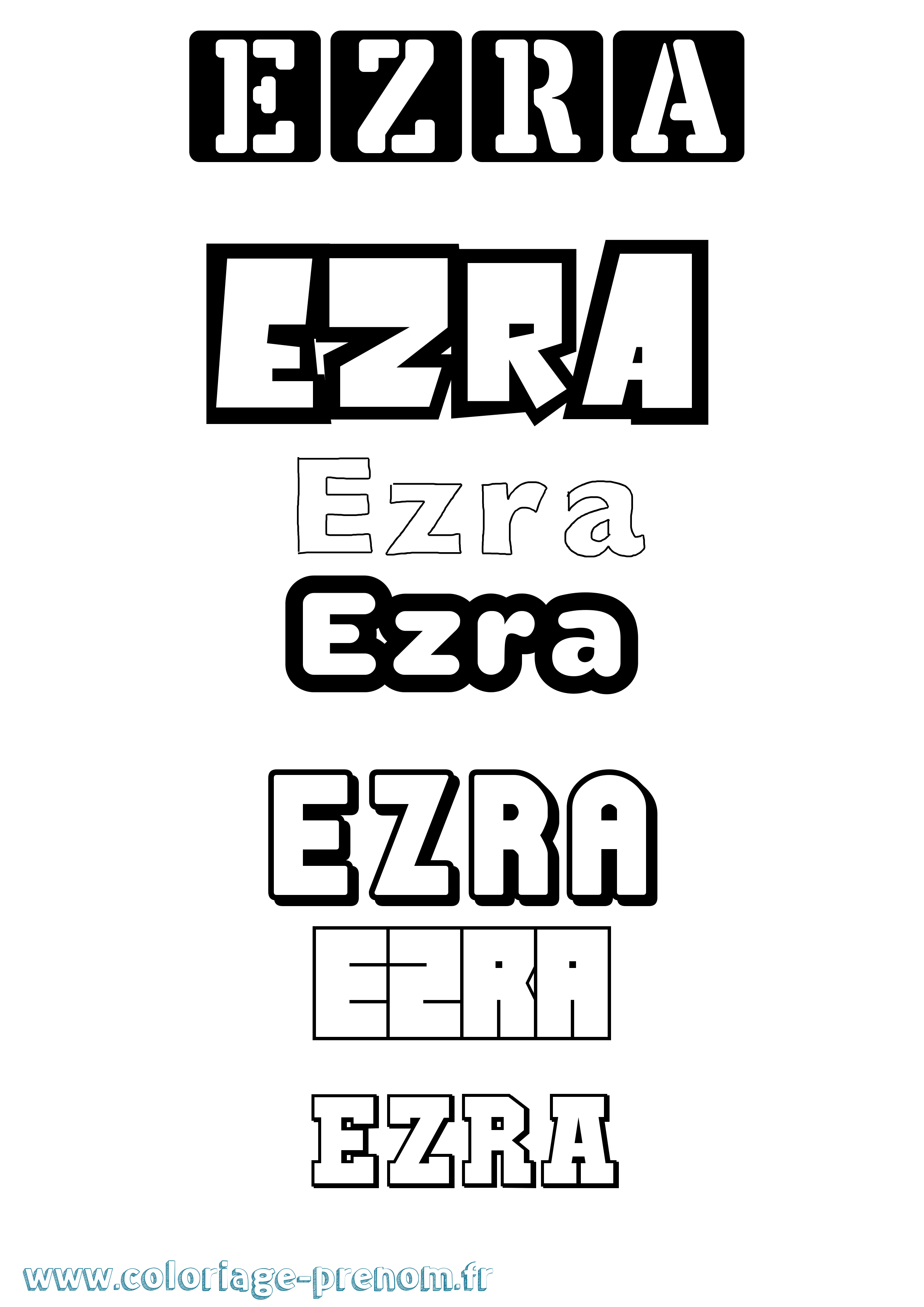 Coloriage prénom Ezra Simple