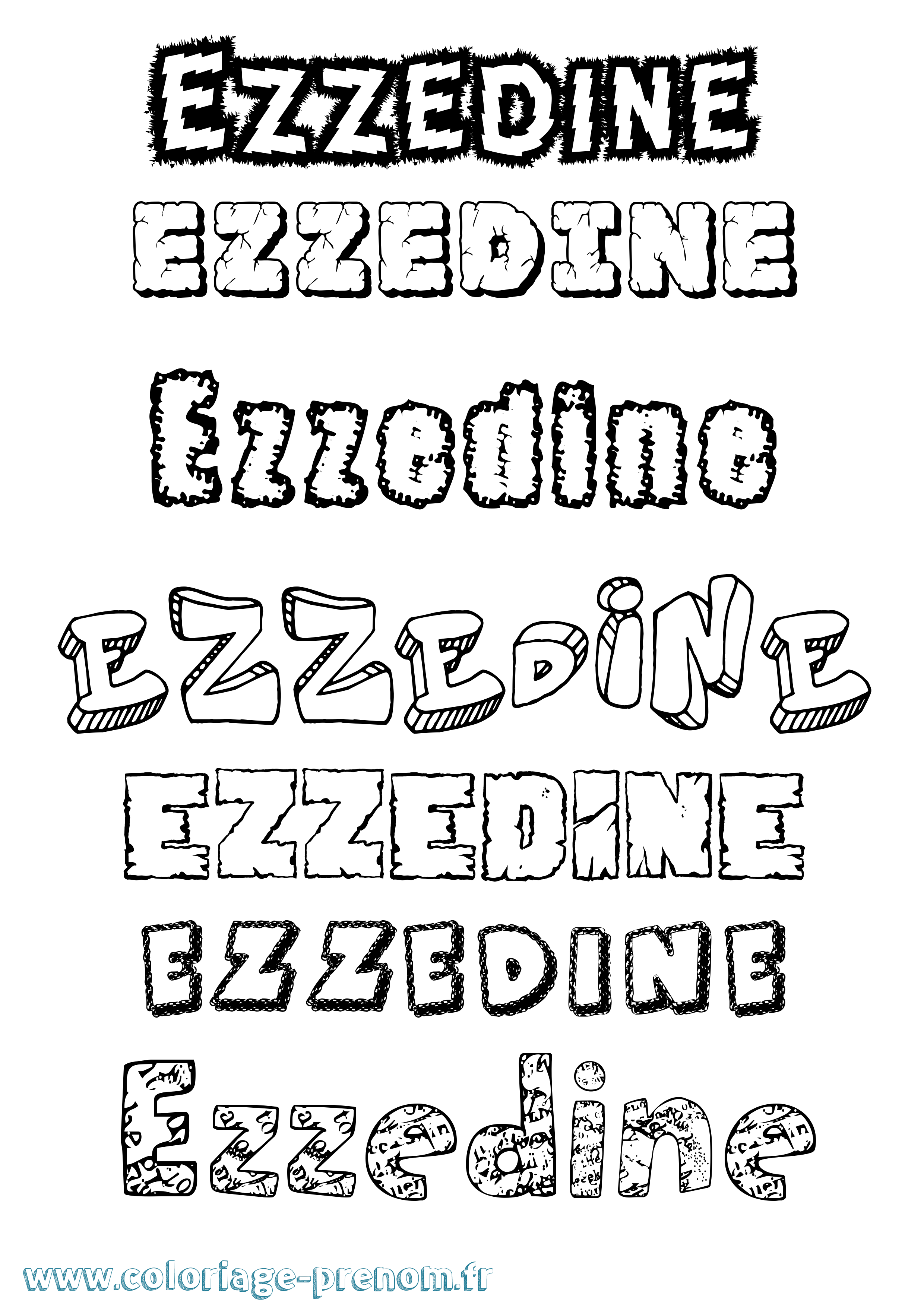 Coloriage prénom Ezzedine Destructuré