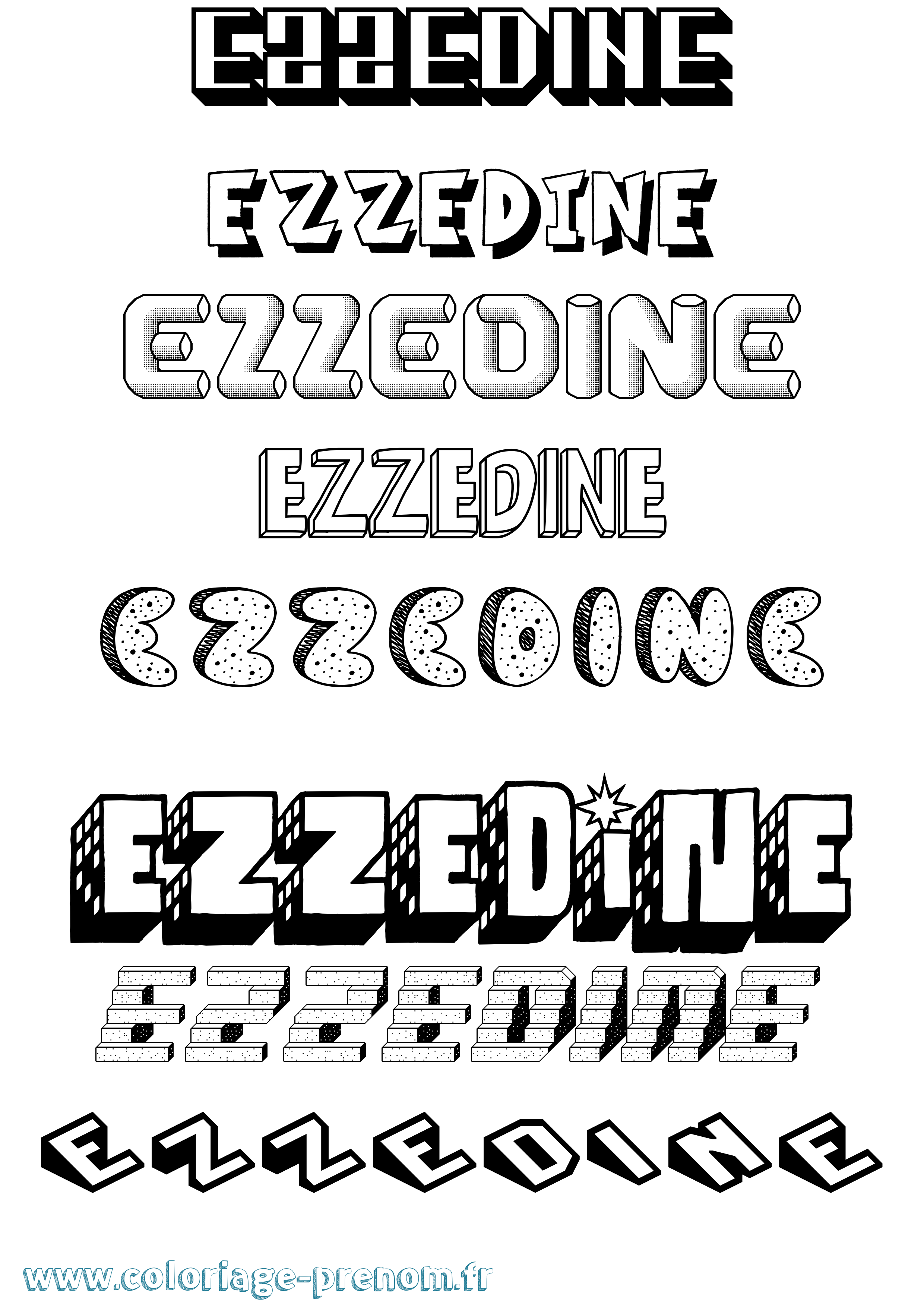 Coloriage prénom Ezzedine Effet 3D