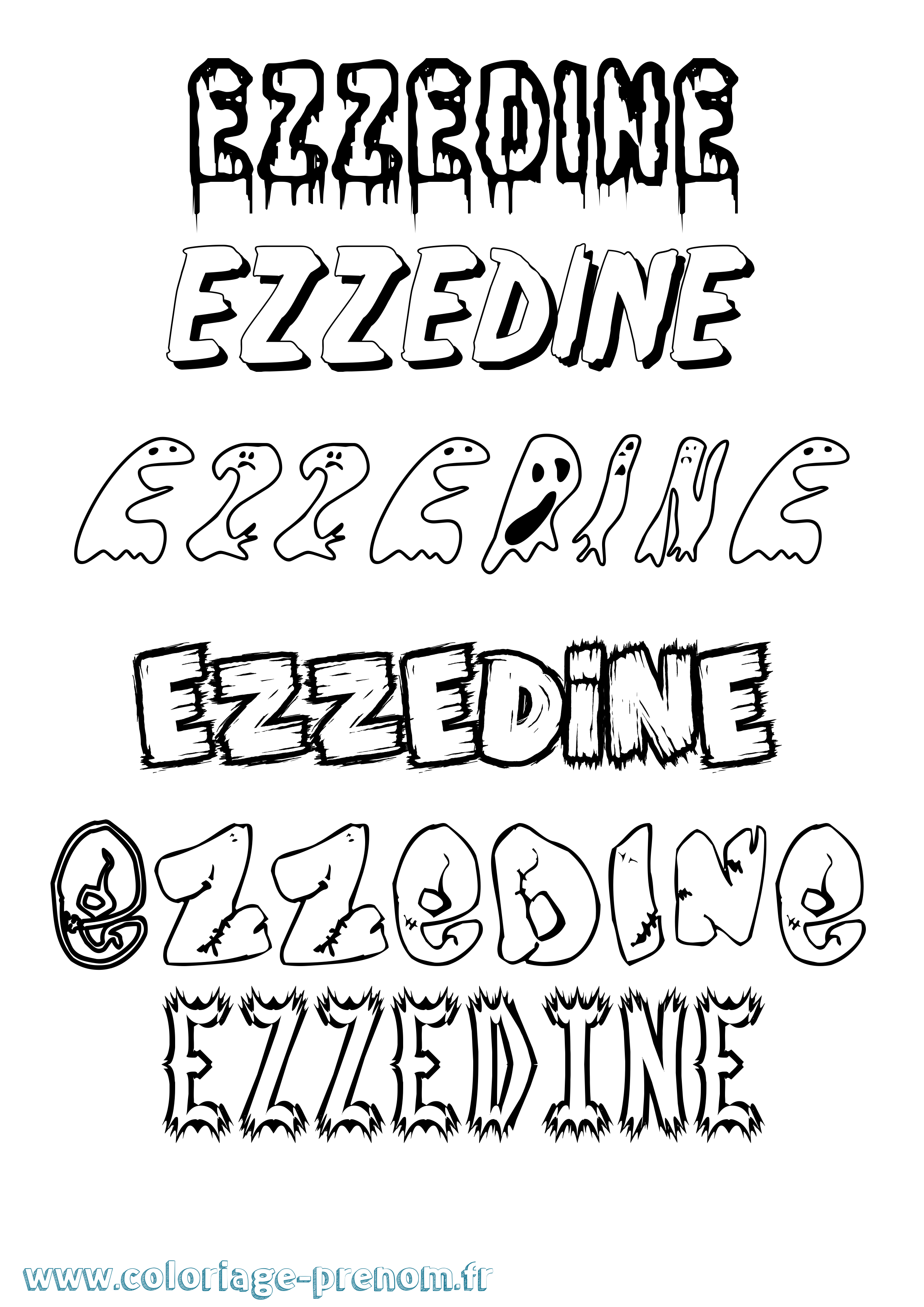 Coloriage prénom Ezzedine Frisson