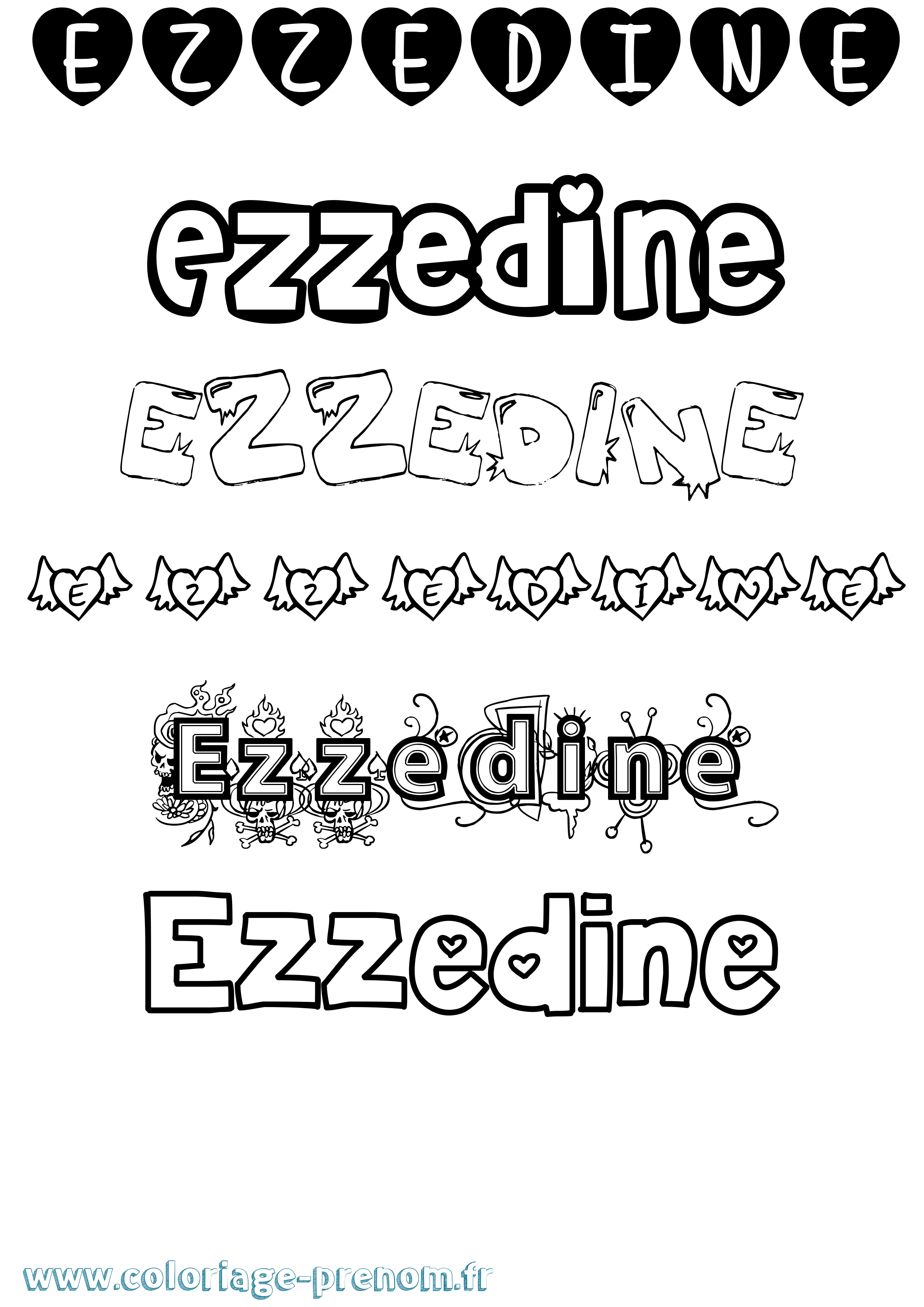 Coloriage prénom Ezzedine Girly