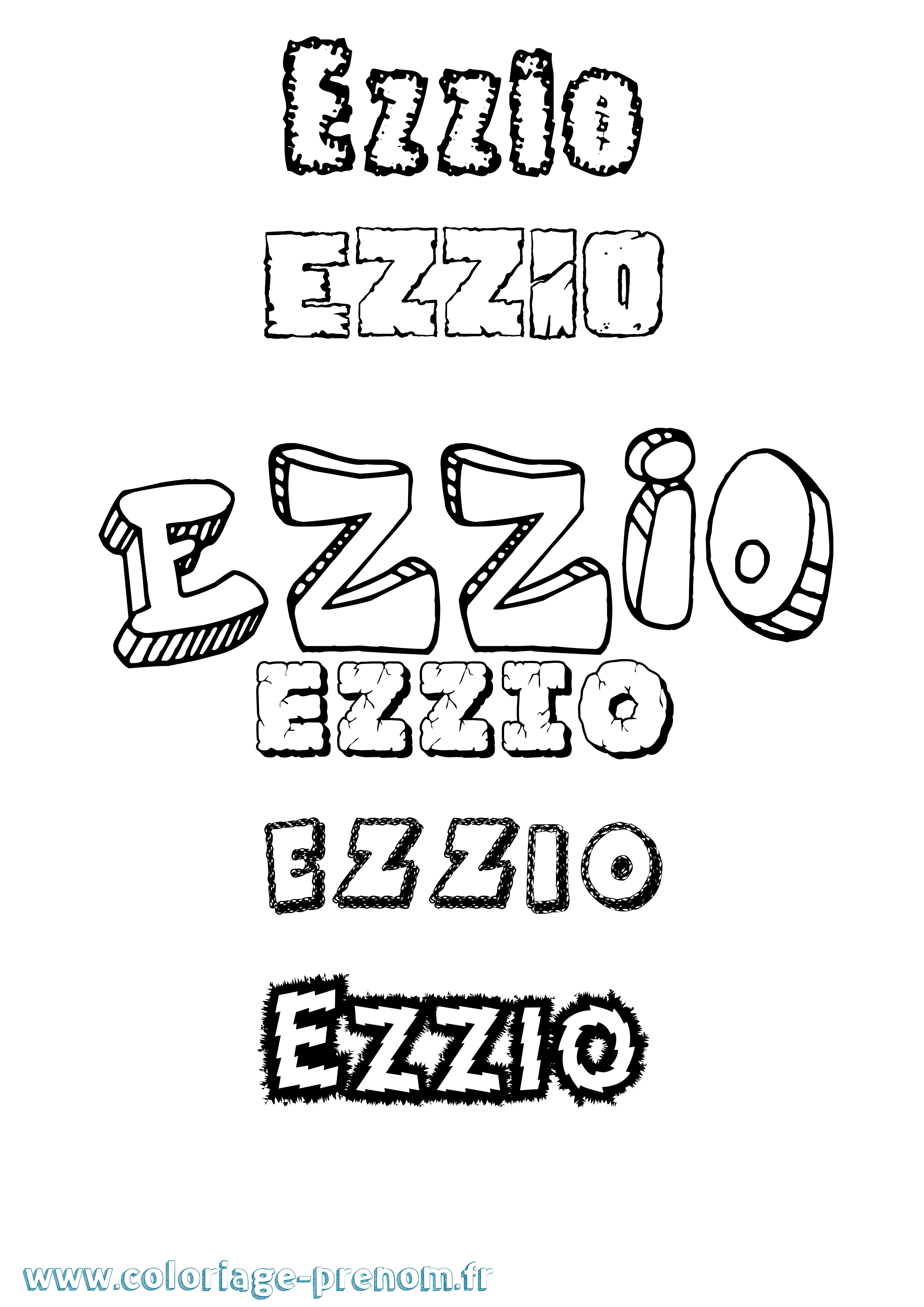Coloriage prénom Ezzio Destructuré