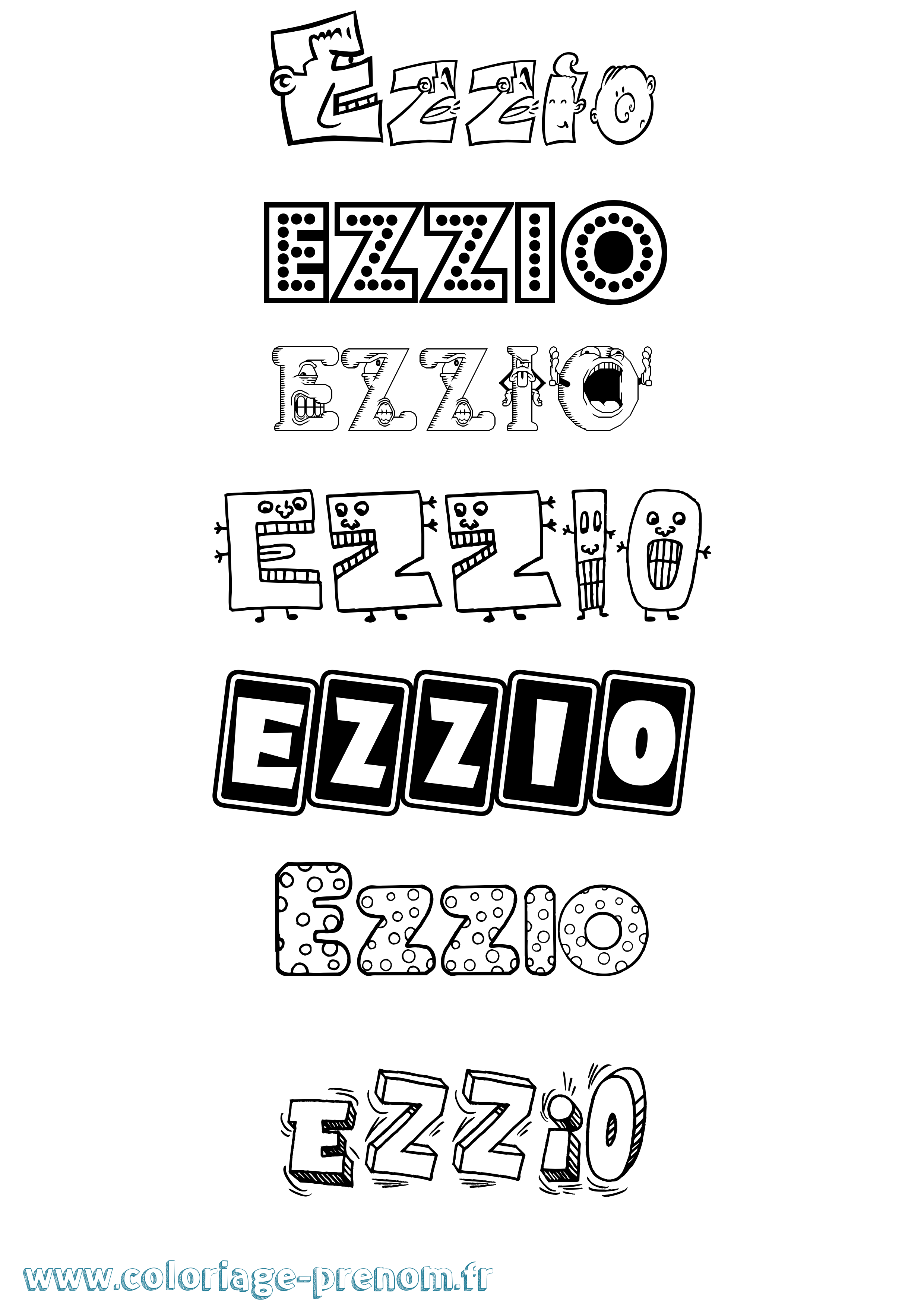 Coloriage prénom Ezzio Fun