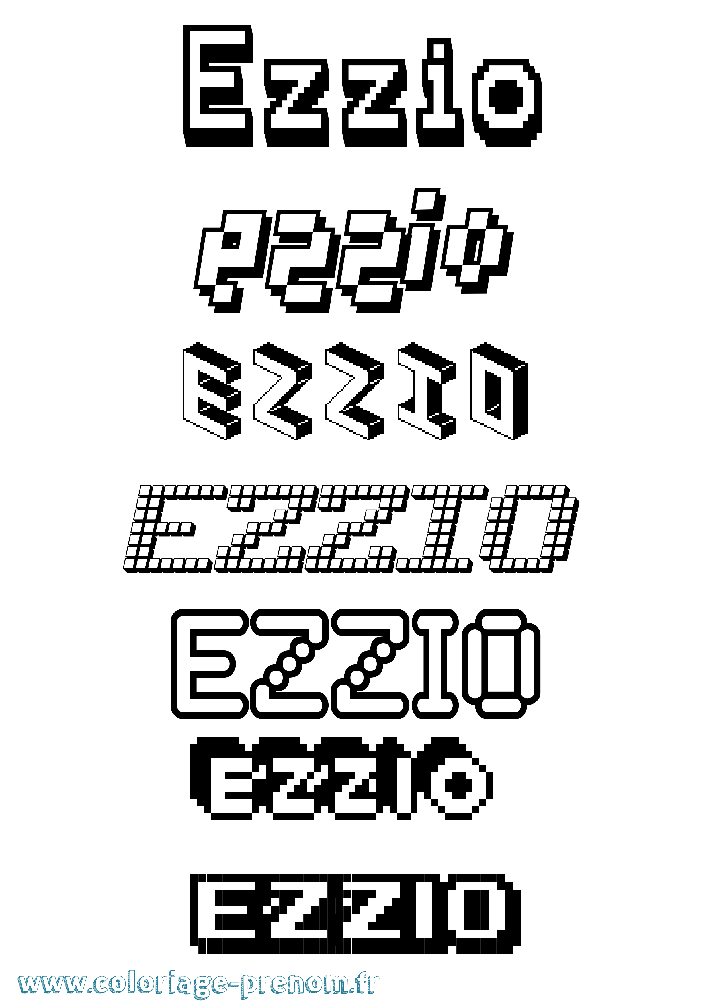 Coloriage prénom Ezzio Pixel