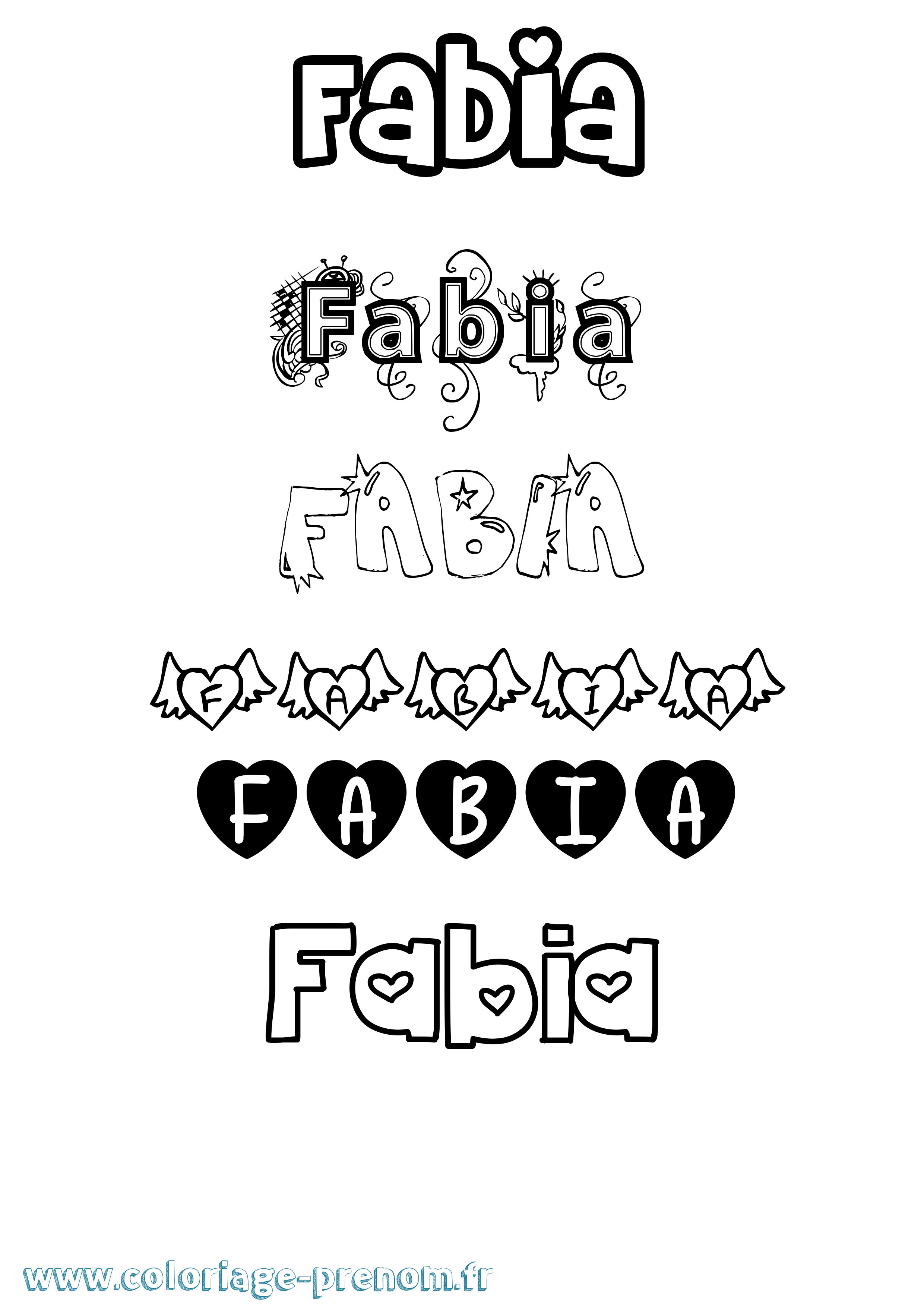 Coloriage prénom Fabia Girly