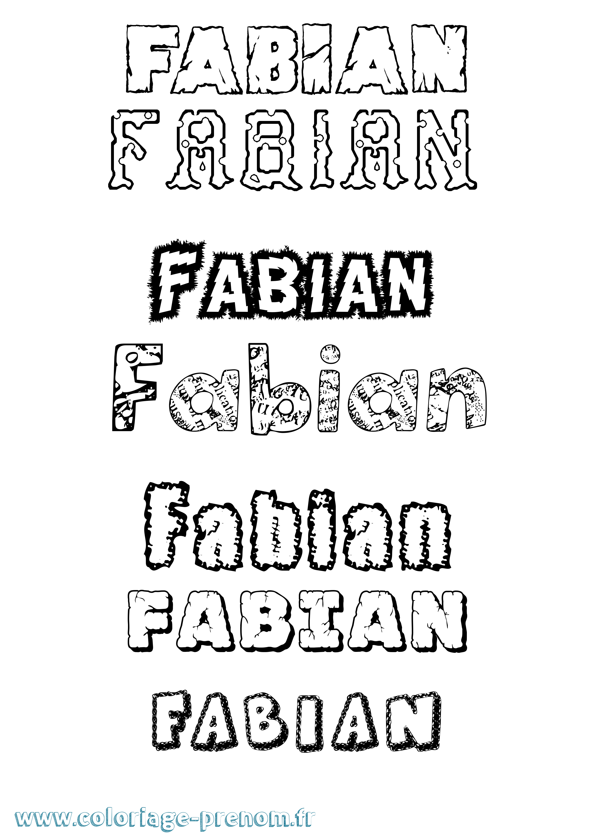 Coloriage prénom Fabian Destructuré
