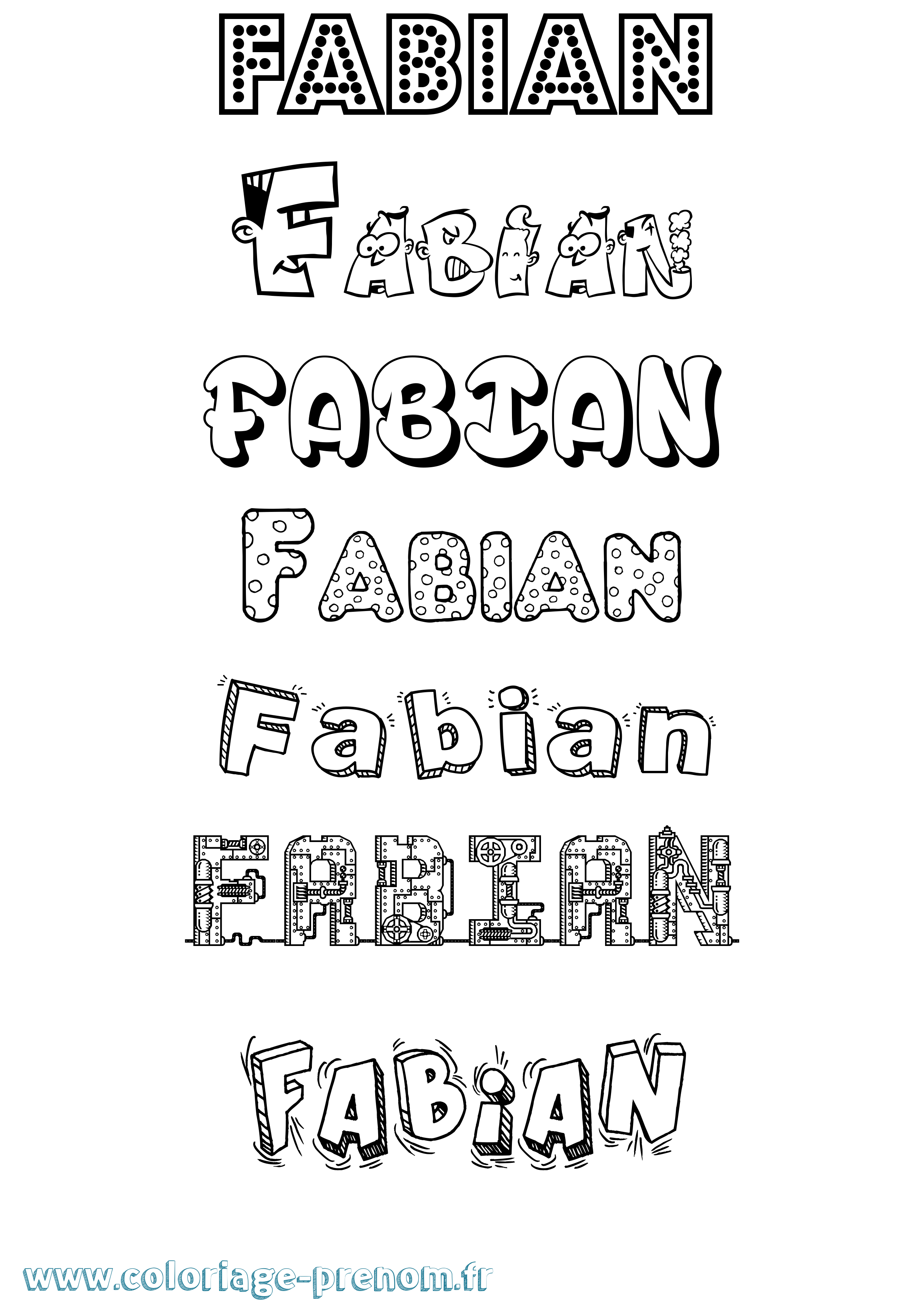 Coloriage prénom Fabian Fun