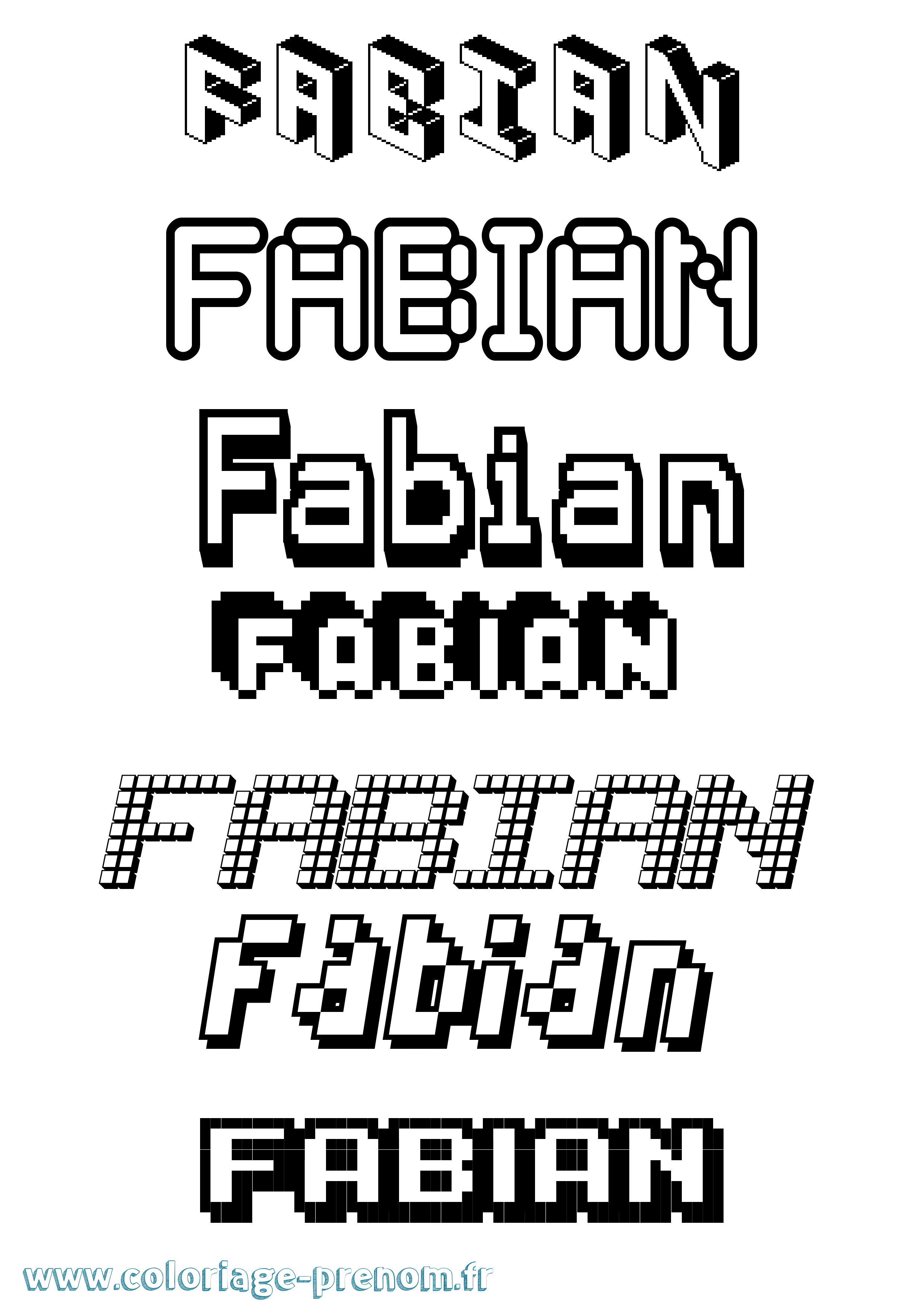 Coloriage prénom Fabian Pixel