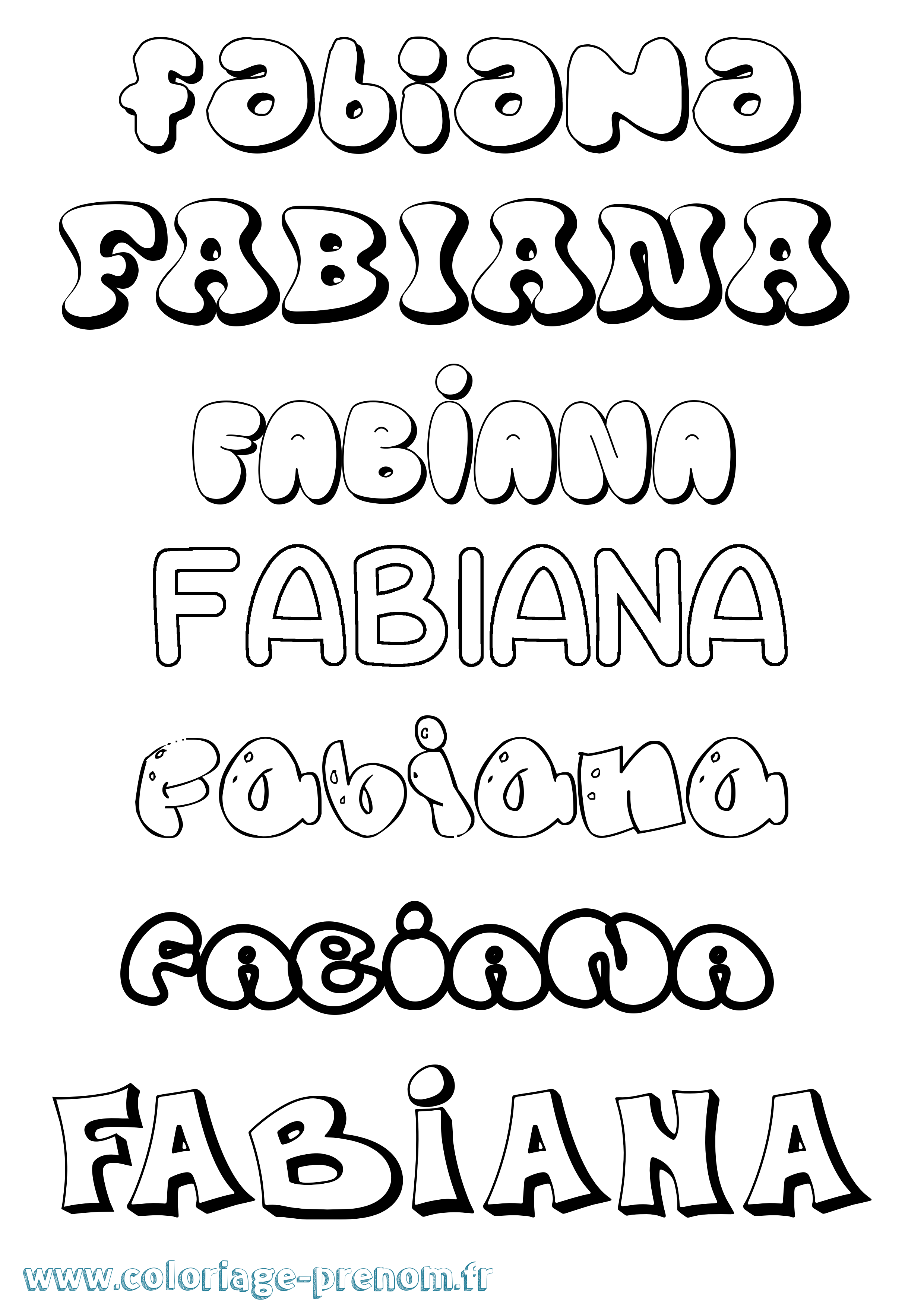 Coloriage prénom Fabiana Bubble