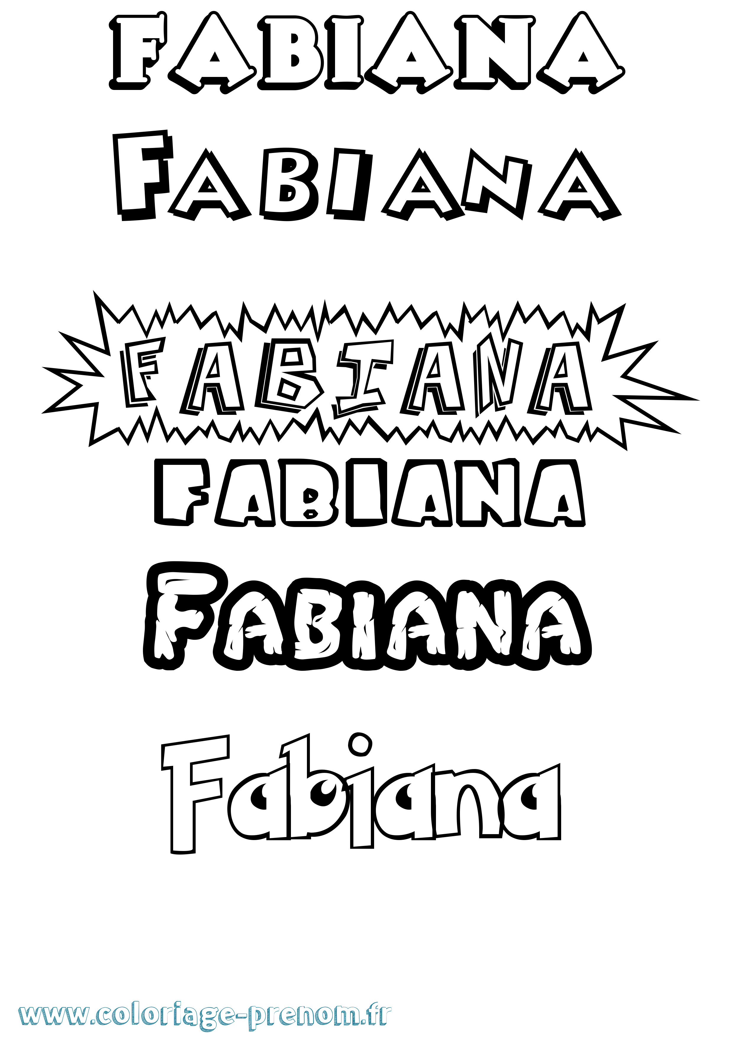 Coloriage prénom Fabiana Dessin Animé