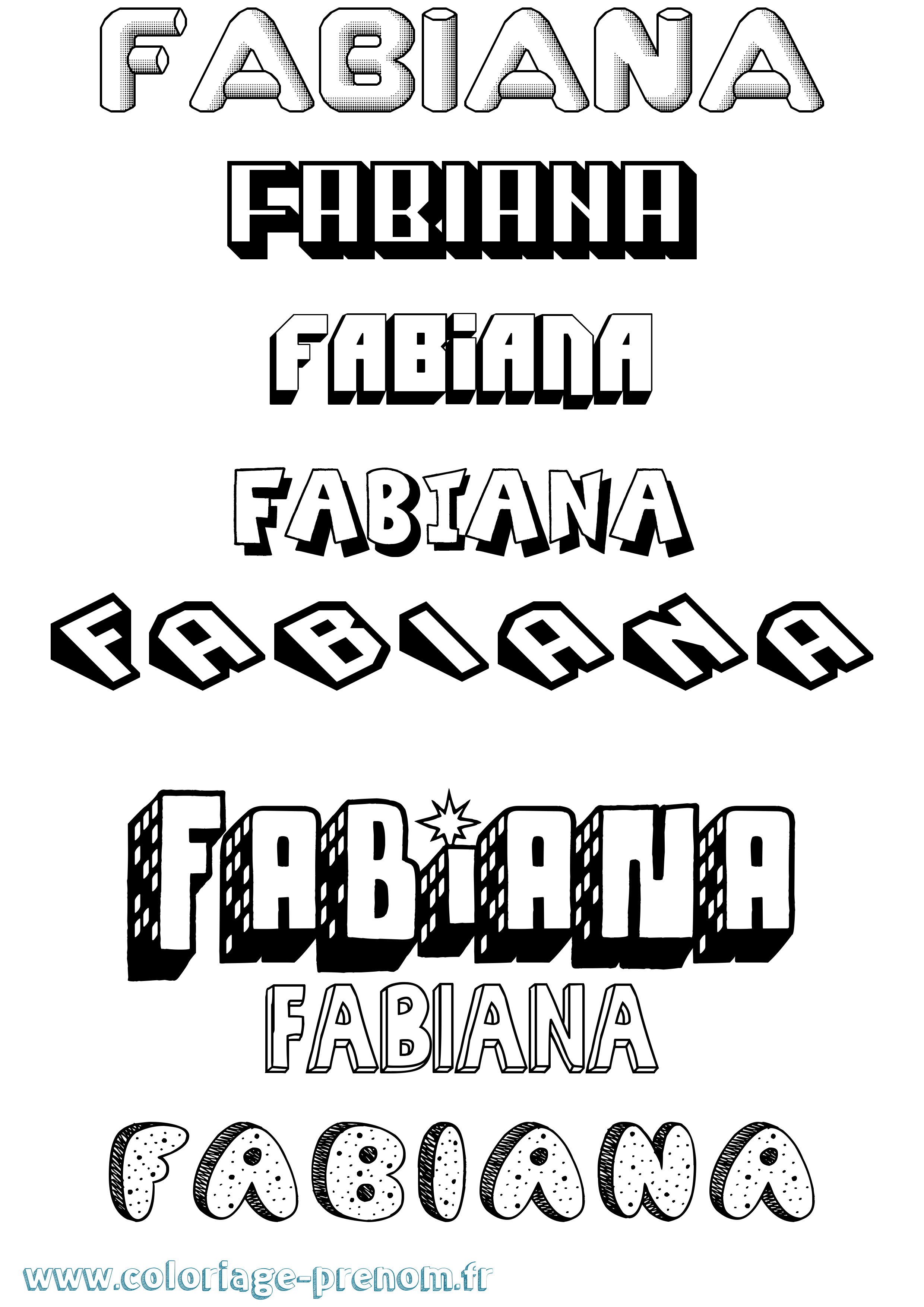 Coloriage prénom Fabiana Effet 3D