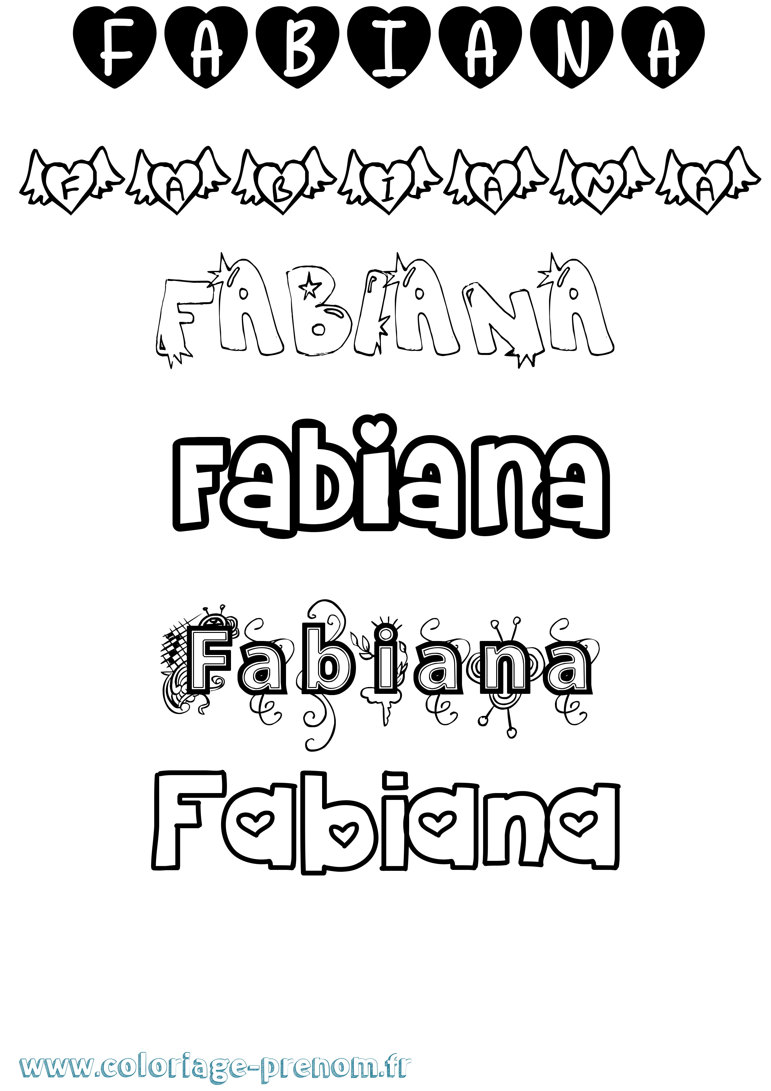 Coloriage prénom Fabiana Girly