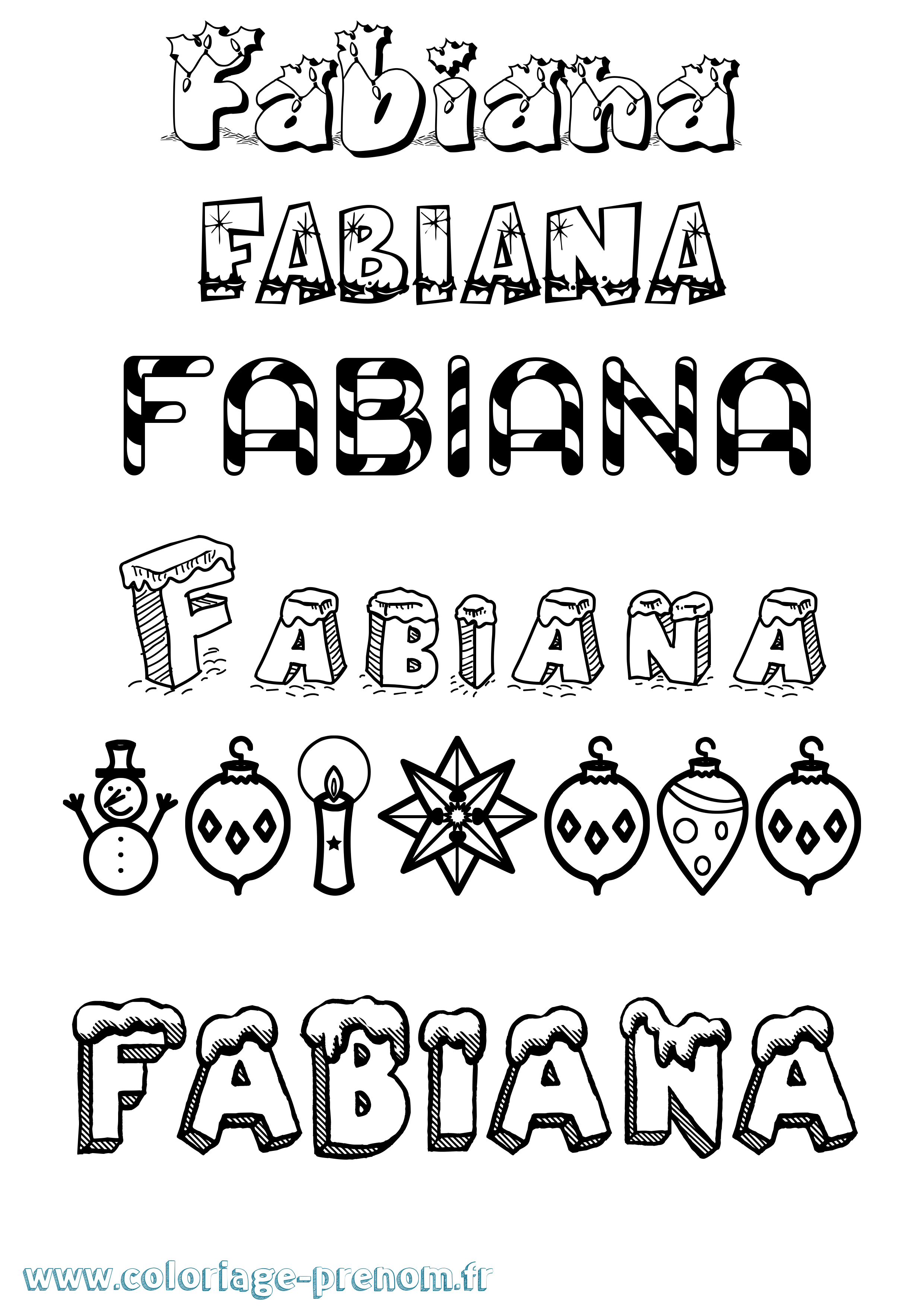 Coloriage prénom Fabiana Noël