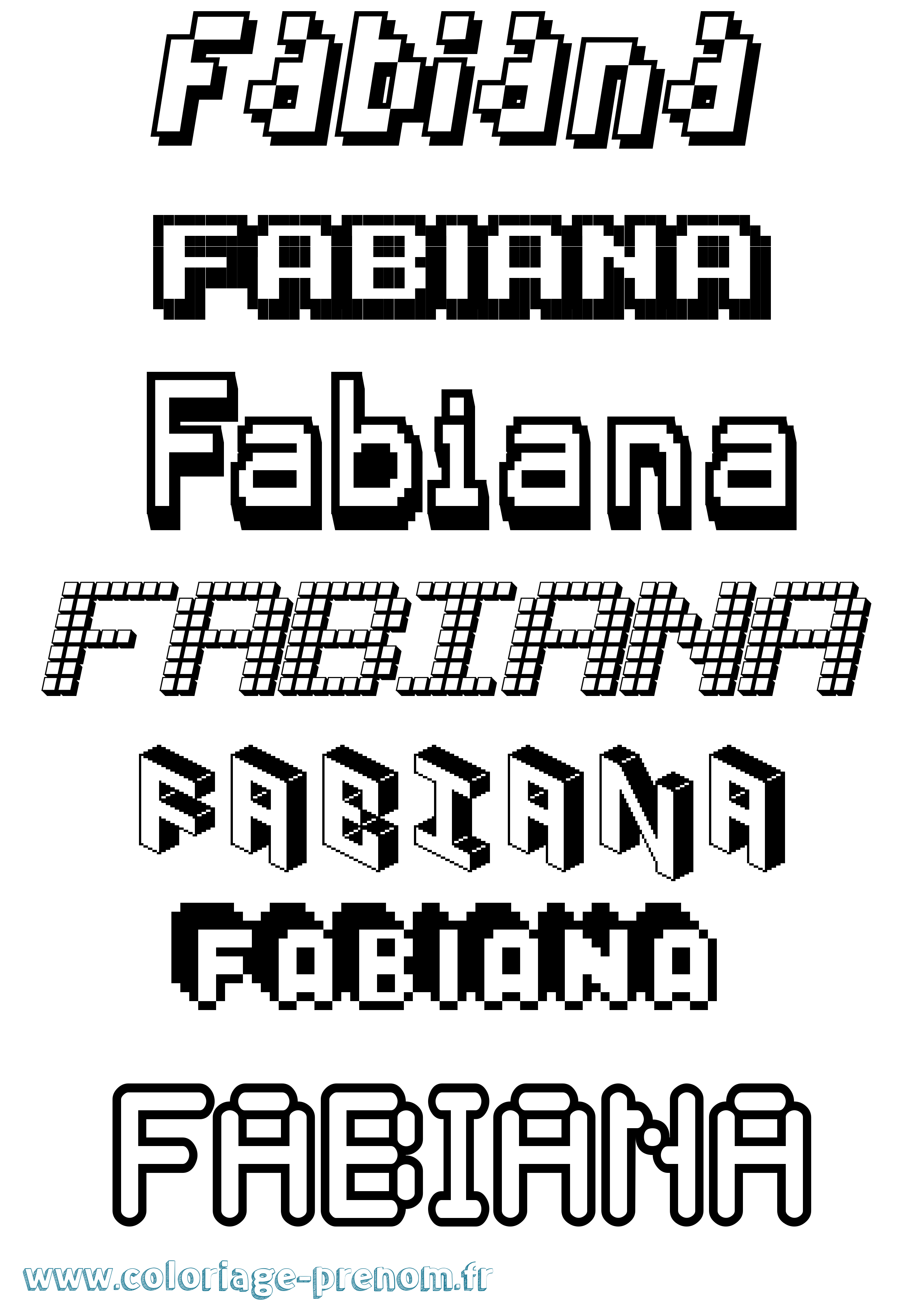 Coloriage prénom Fabiana Pixel
