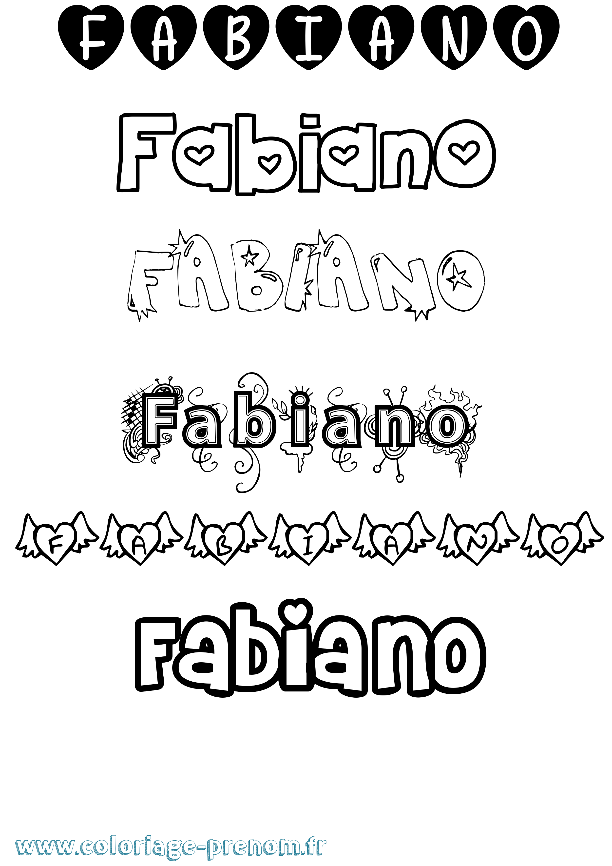 Coloriage Fabiano Girly Coloriage prénom Fabiano Girly