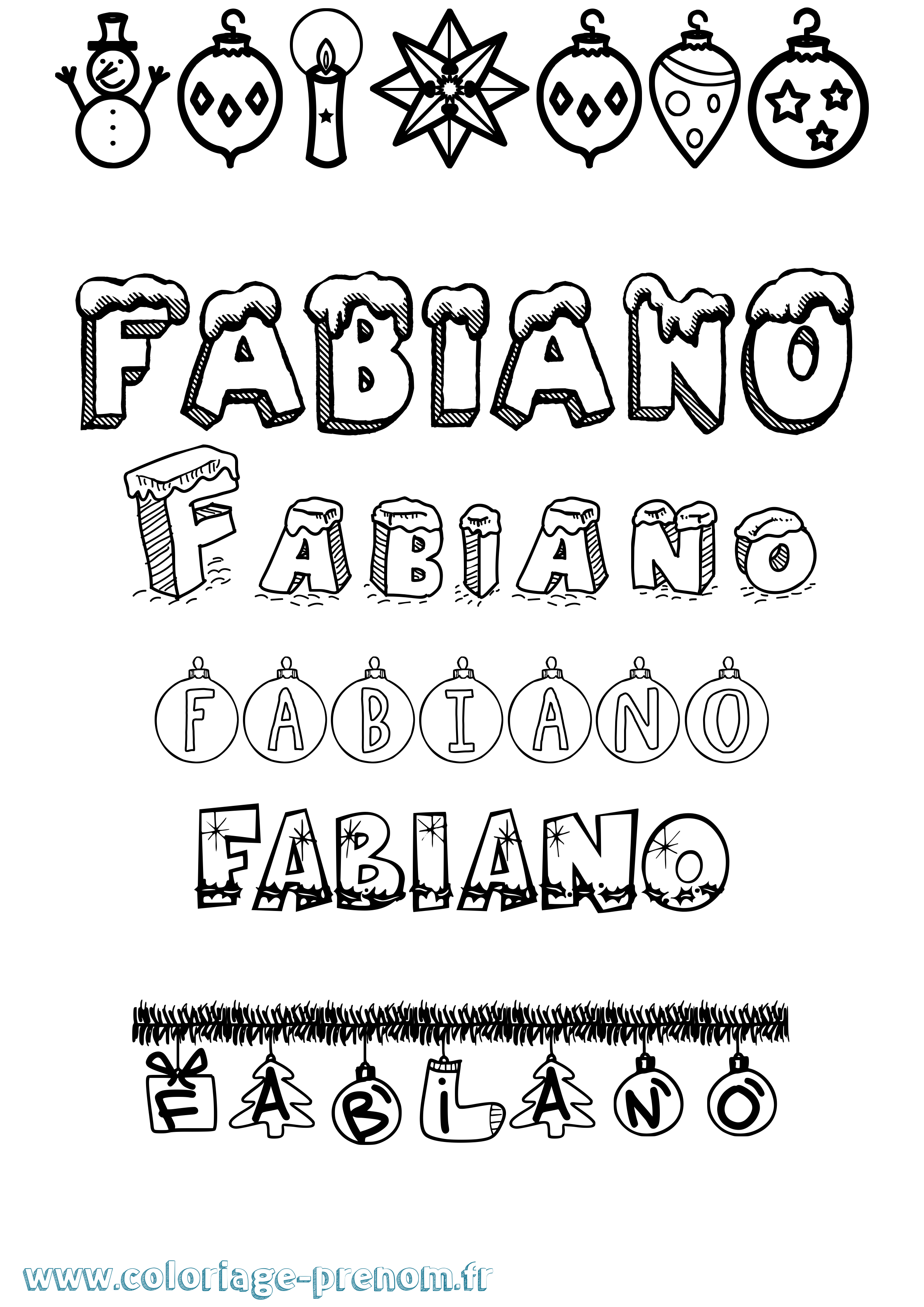 Coloriage Fabiano Noël Coloriage prénom Fabiano Noël