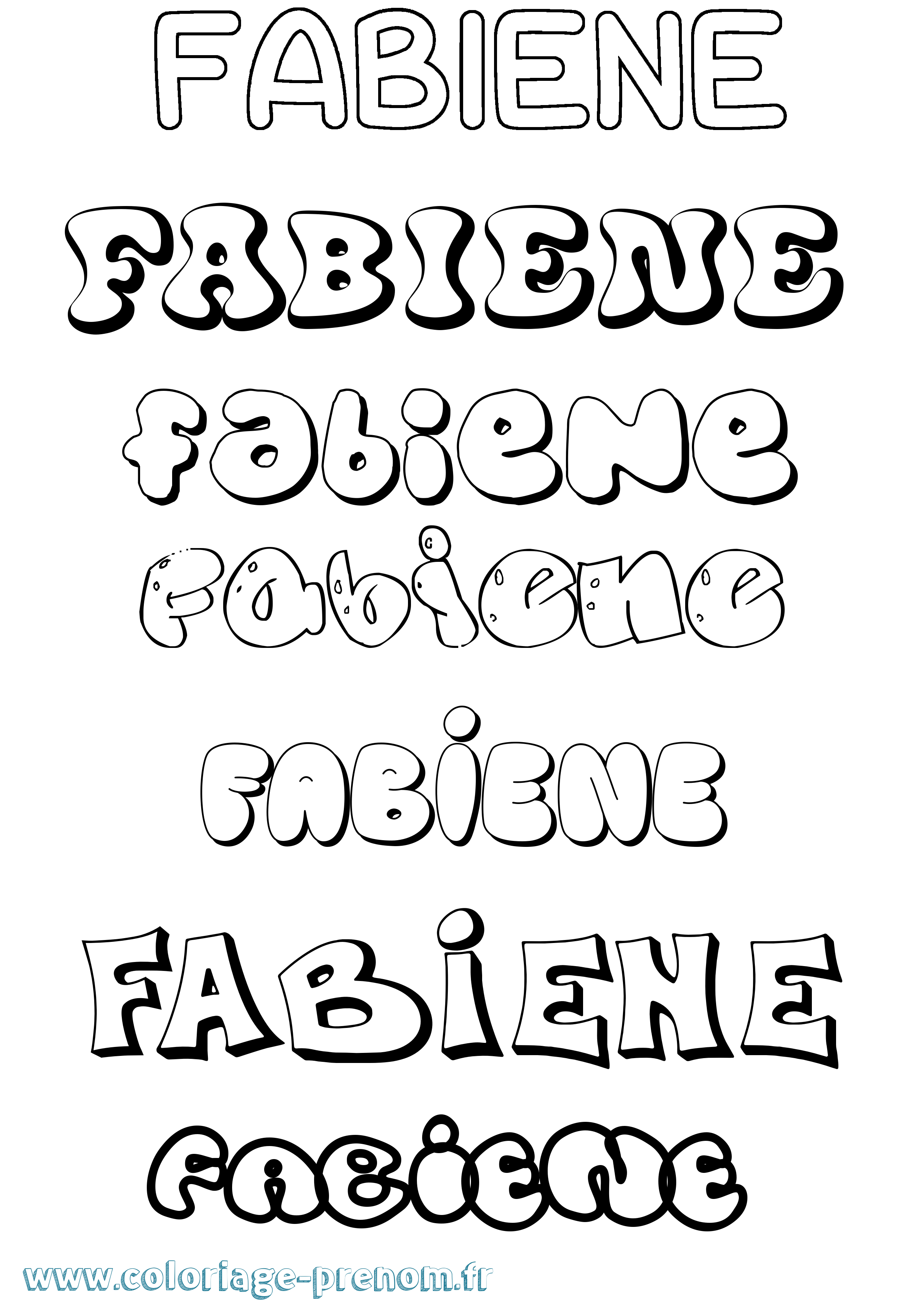Coloriage prénom Fabiene Bubble