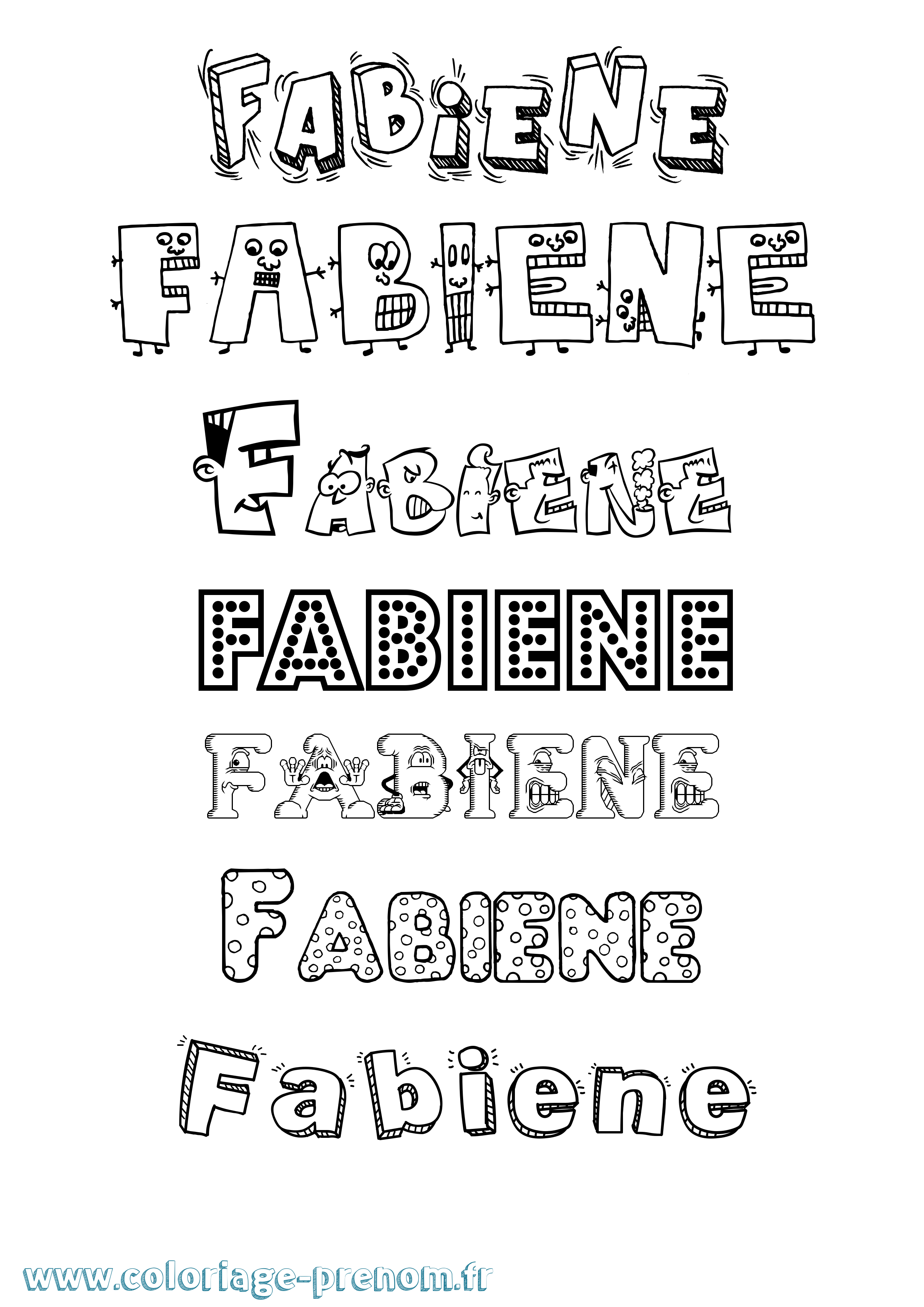 Coloriage prénom Fabiene Fun
